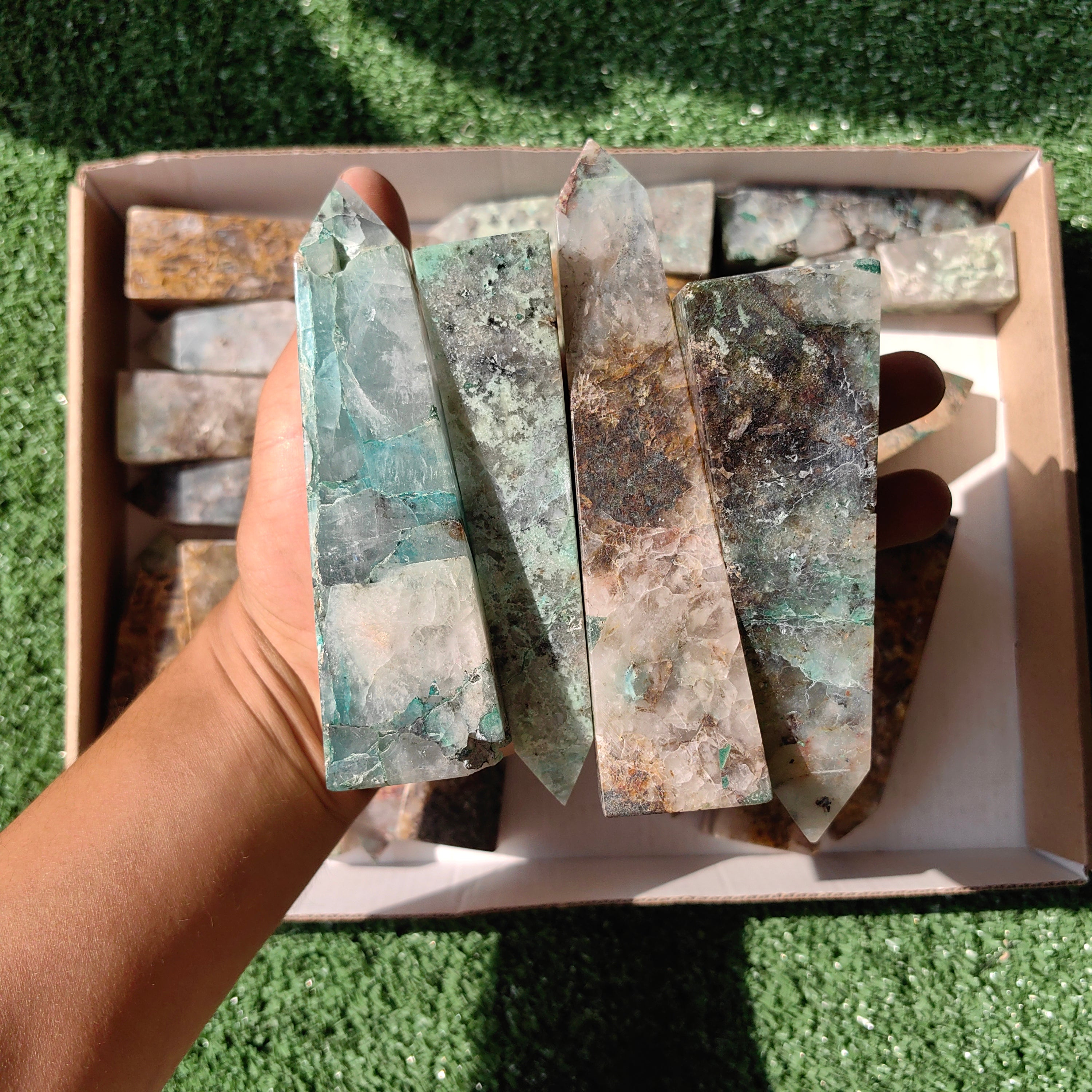 21 pc towers chrysocolla quartz