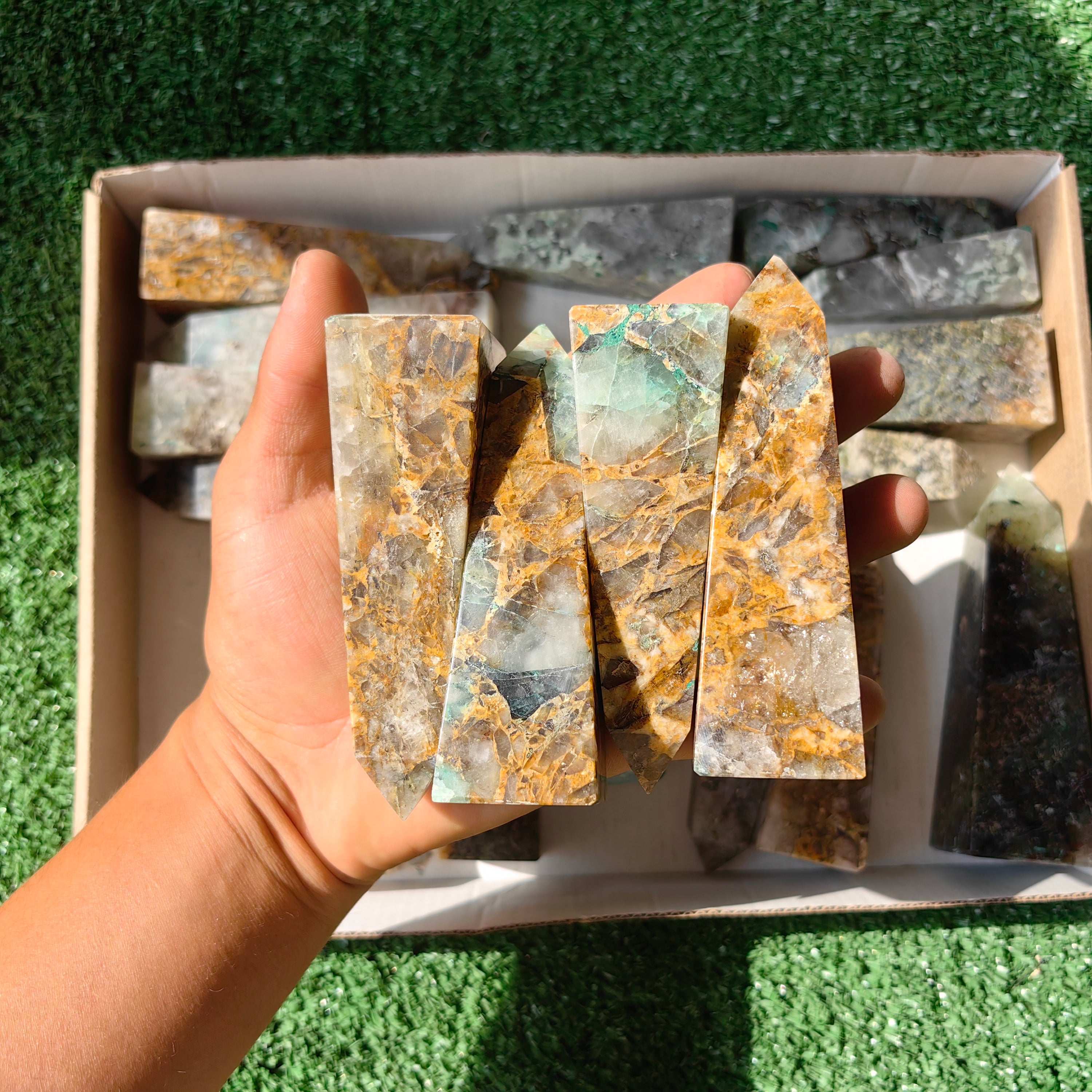 21 pc towers chrysocolla quartz