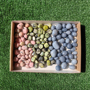 2 kg tumbled rhodonite, angelite & serpentine