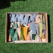 40 pc towers angelite, chrysocolla, pink opal & serpentine