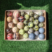 30 pc spheres serpetine angelite & pink opal