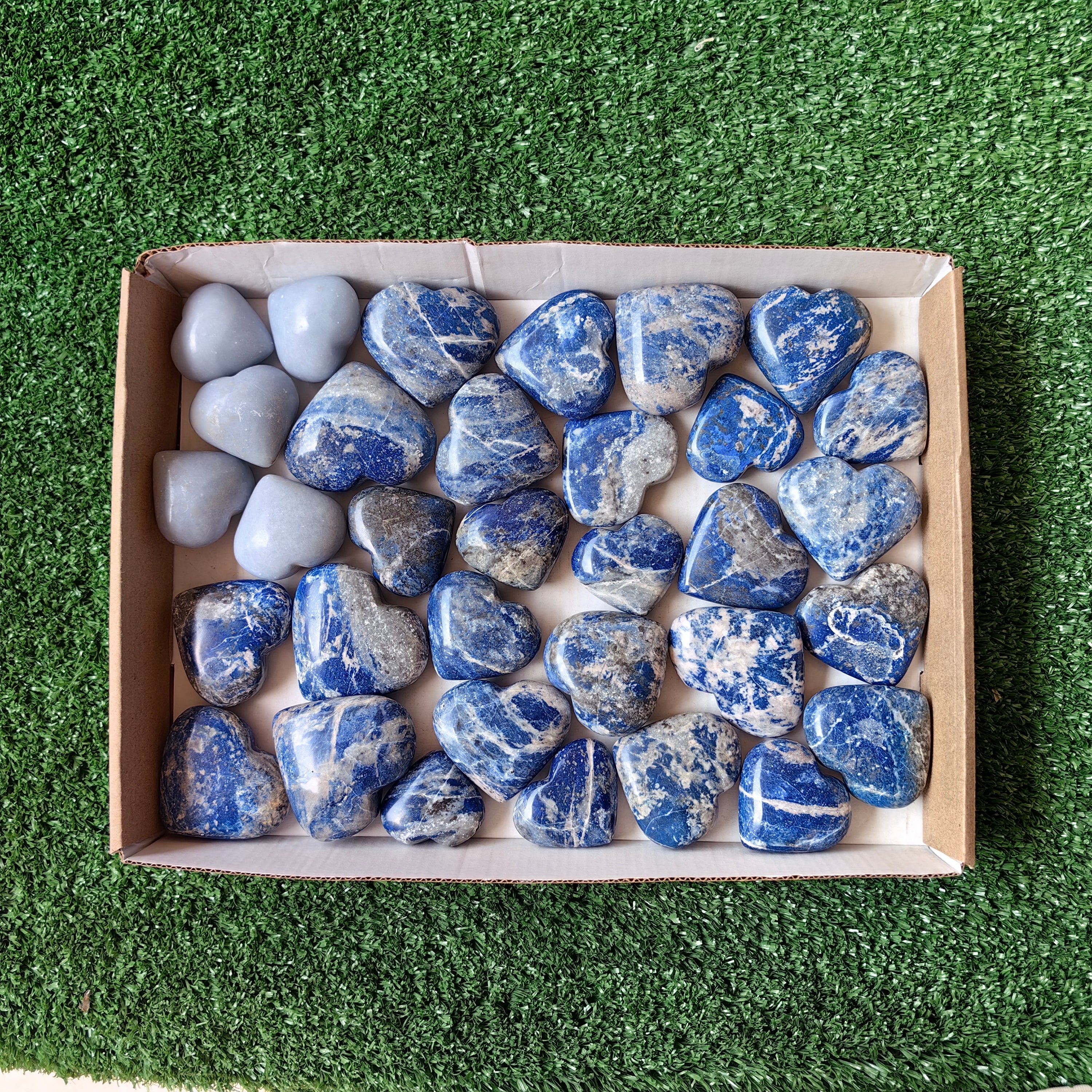 33 pc hearts of lapiz lazuli / angelite
