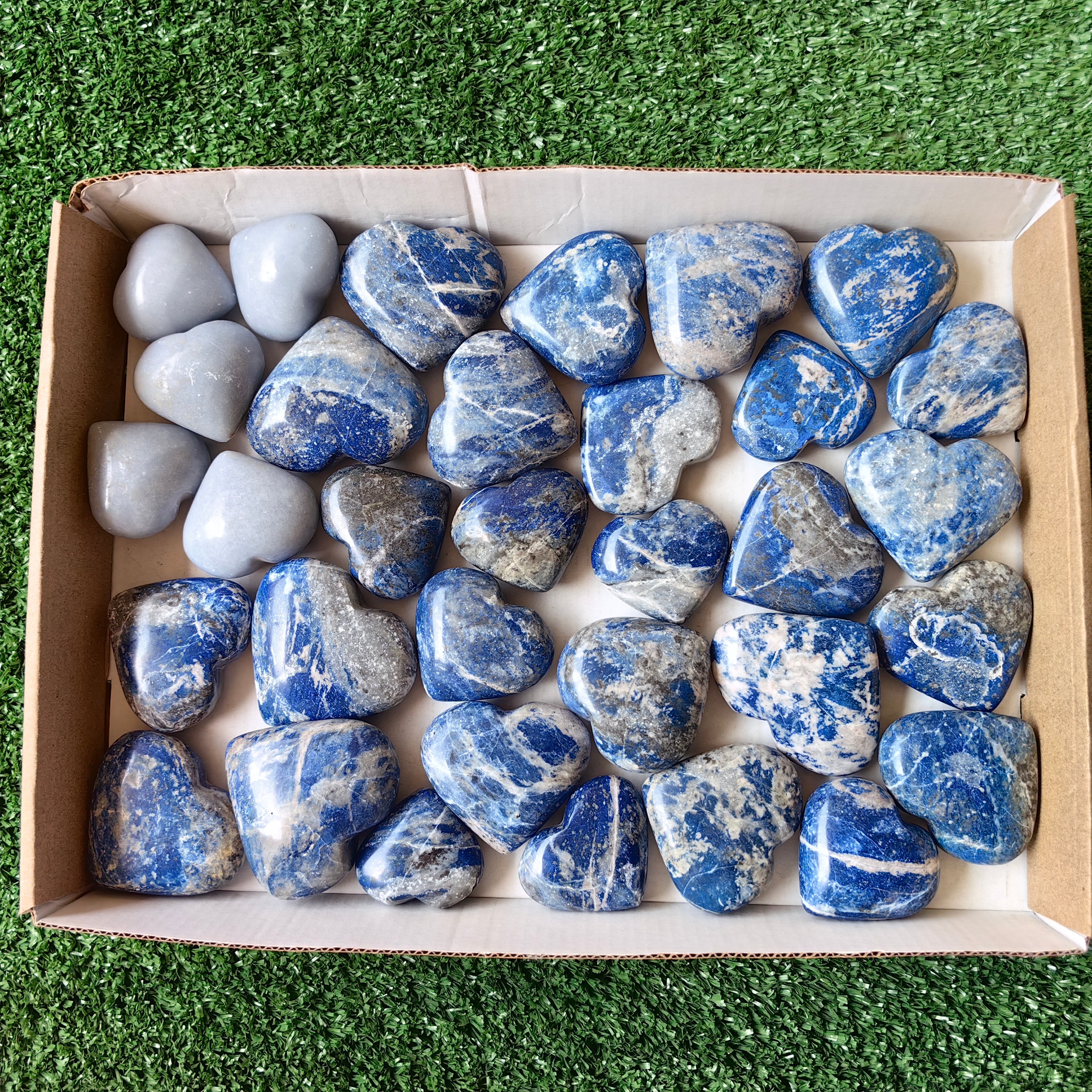 33 pc hearts of lapiz lazuli / angelite