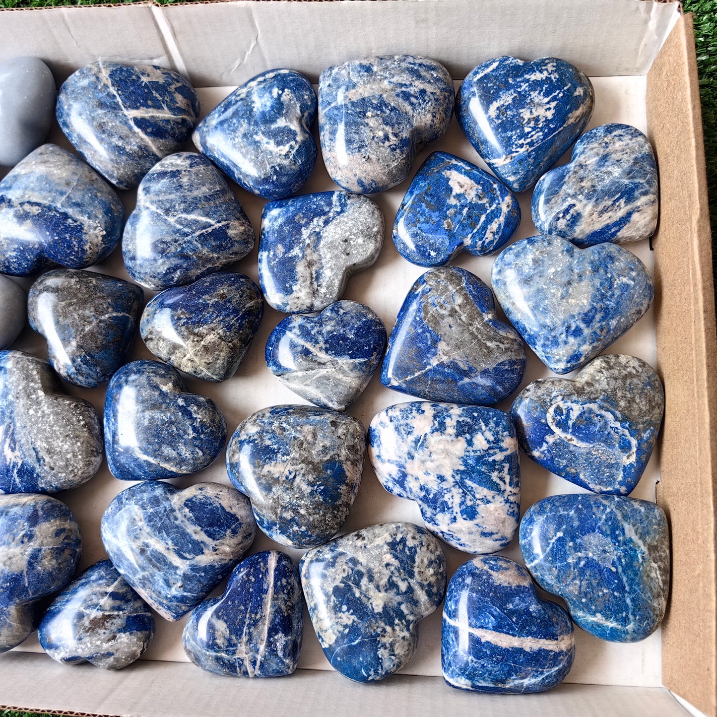 33 pc hearts of lapiz lazuli / angelite