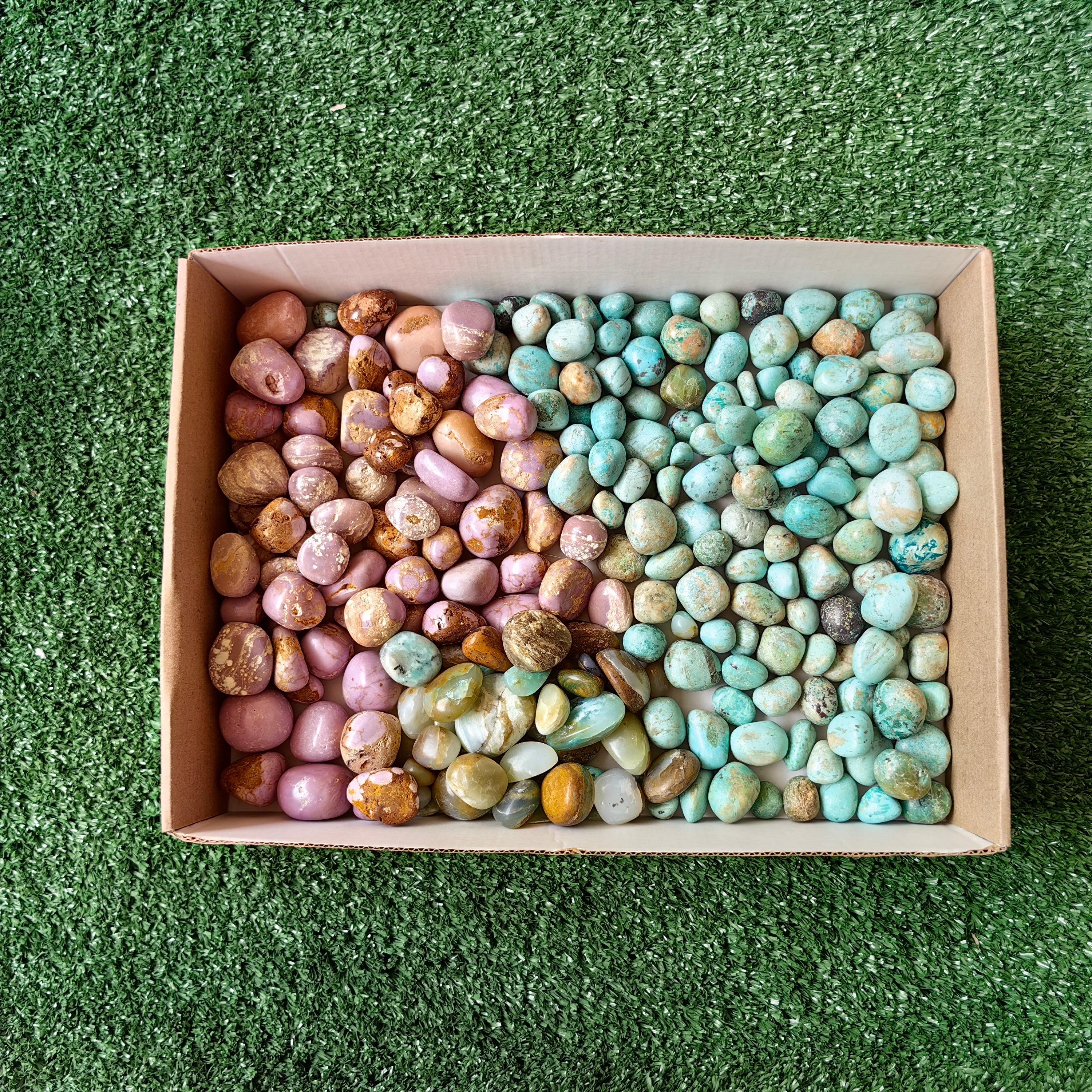 2 kg tumbled peruvian turquoise / blue opal / phosphosiderite