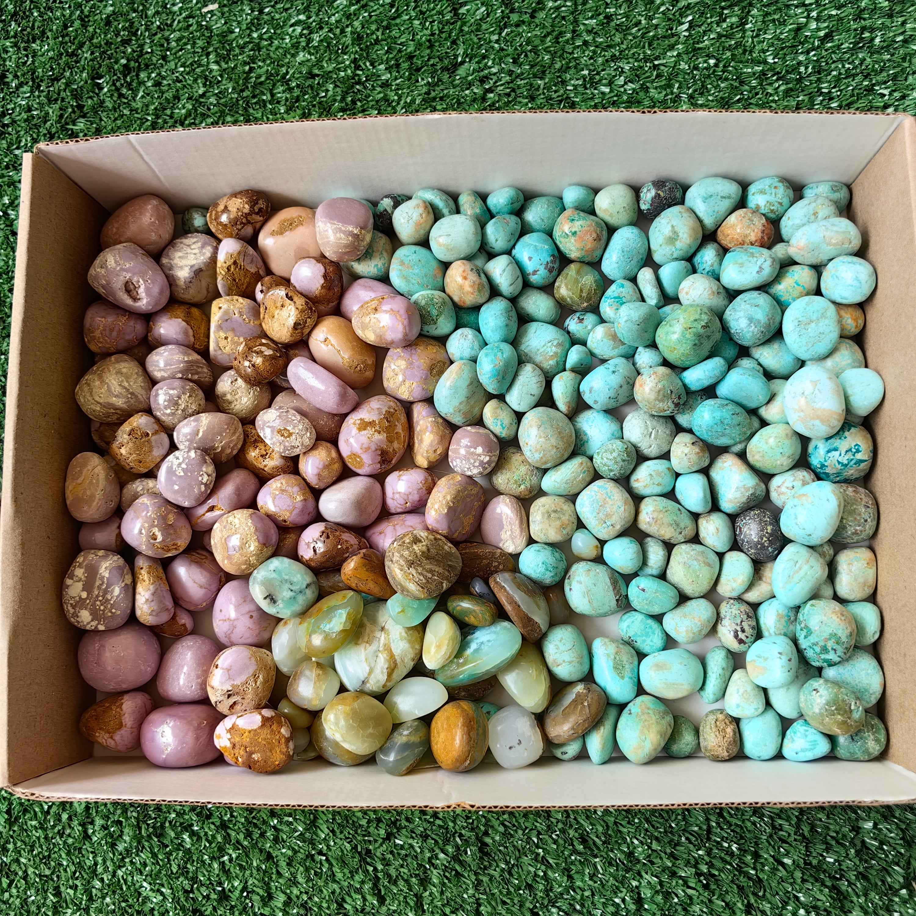 2 kg tumbled peruvian turquoise / blue opal / phosphosiderite