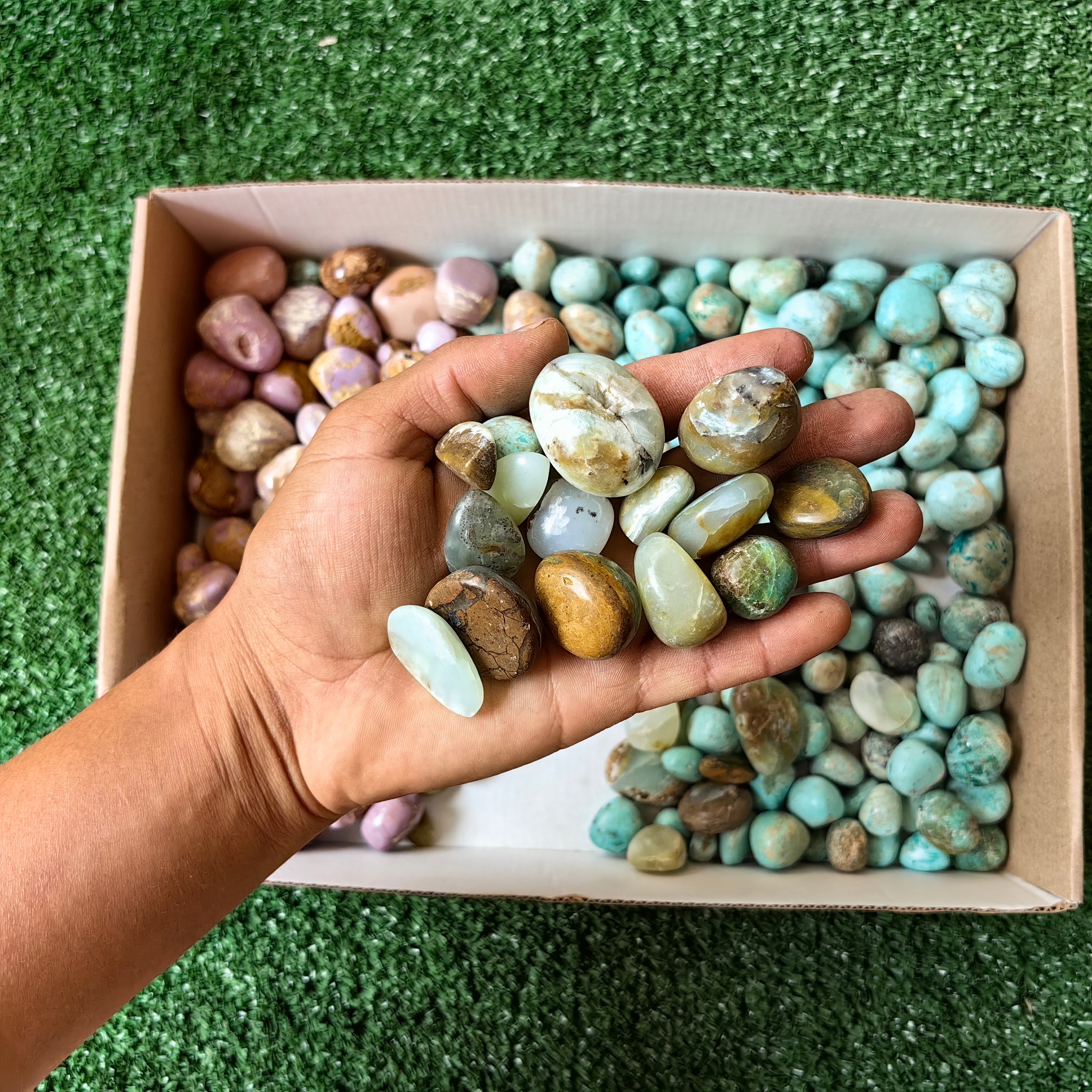 2 kg tumbled peruvian turquoise / blue opal / phosphosiderite