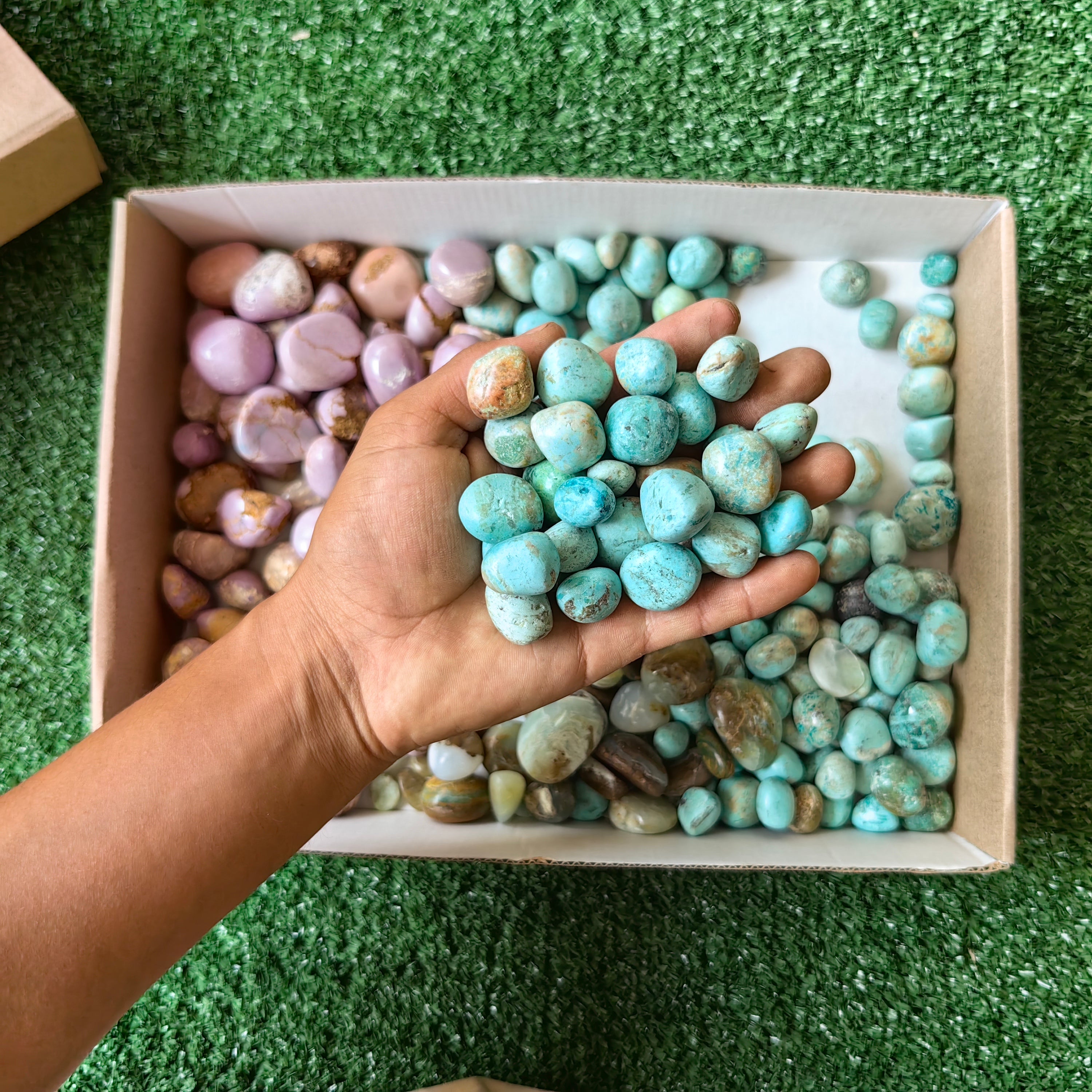 2 kg tumbled peruvian turquoise / blue opal / phosphosiderite