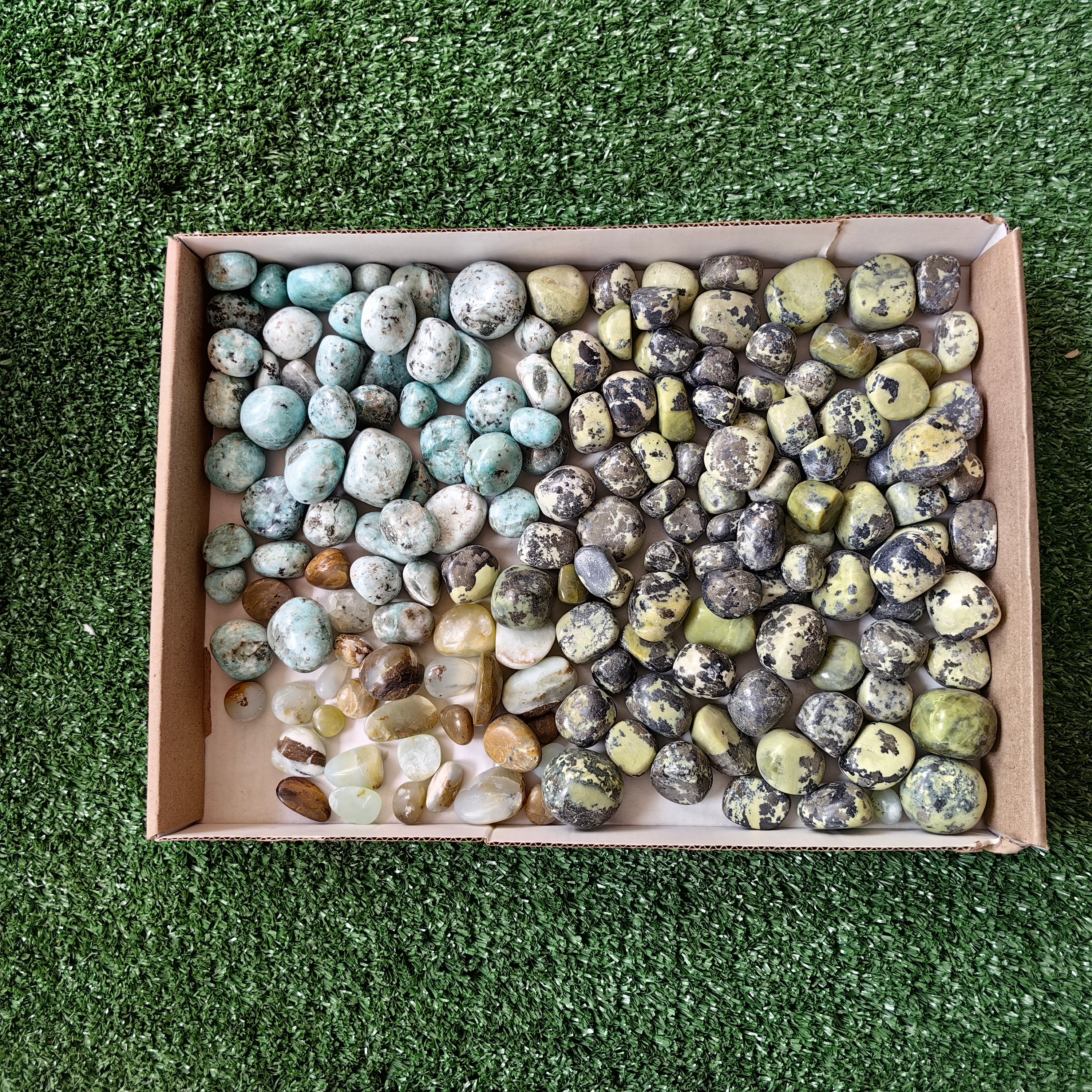 2 kg tumbled chrysoprase / blue opal / serpentine