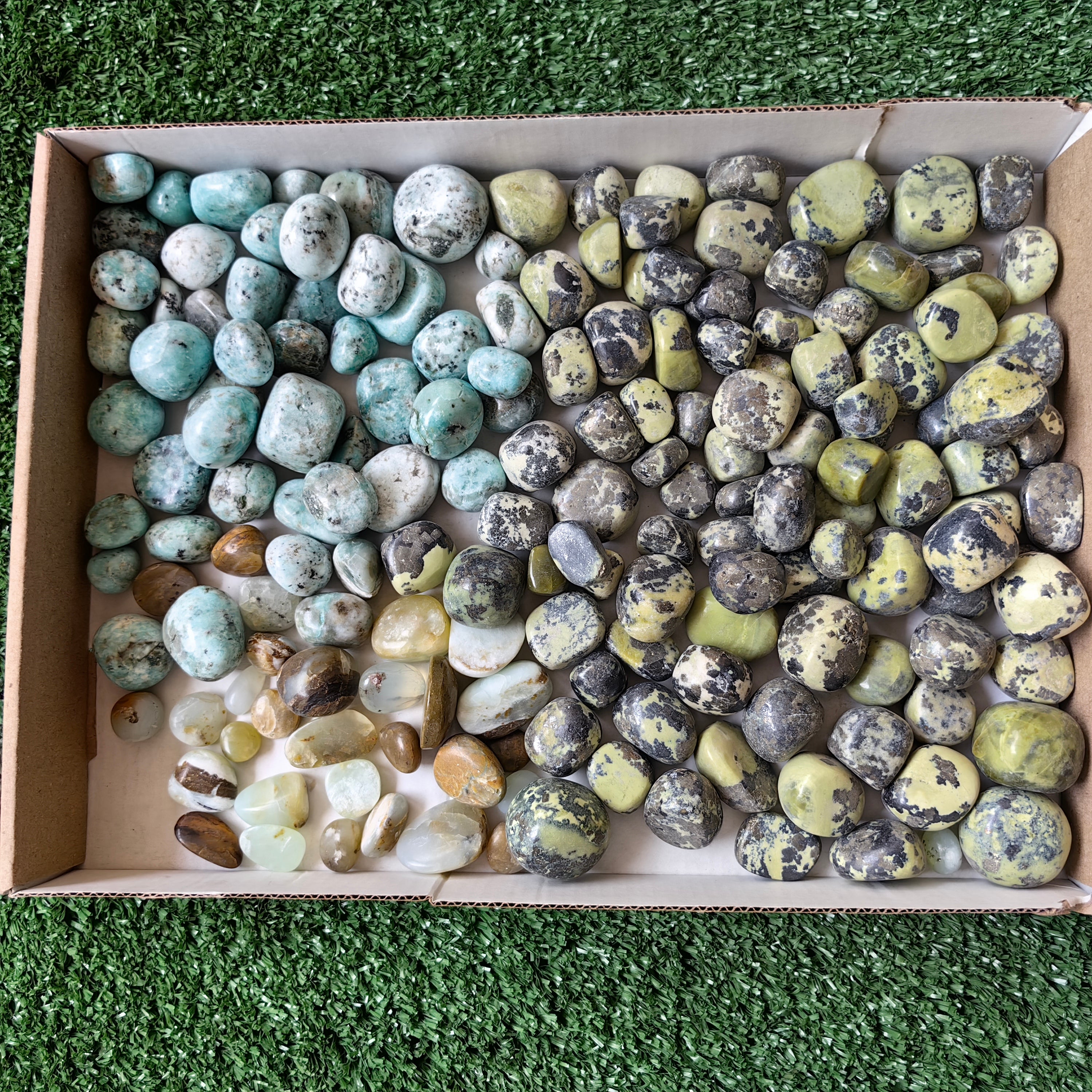 2 kg tumbled chrysoprase / blue opal / serpentine