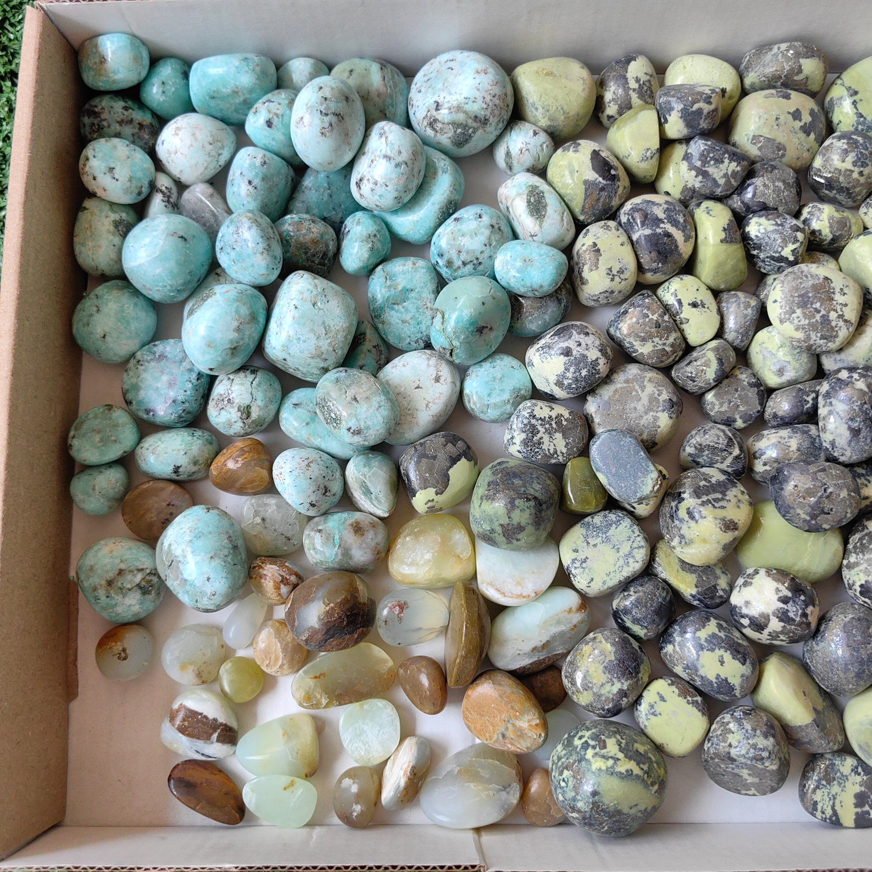 2 kg tumbled chrysoprase / blue opal / serpentine