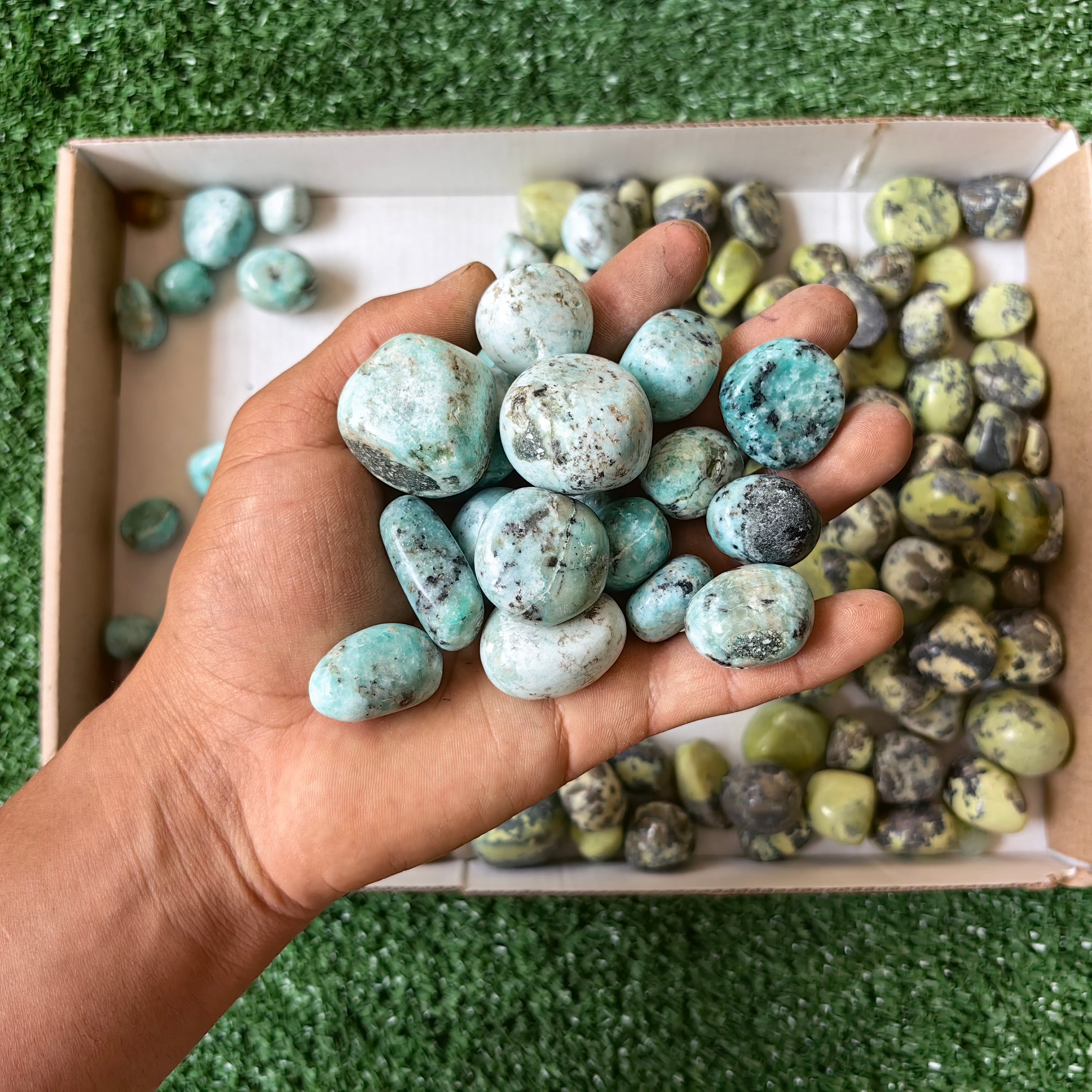 2 kg tumbled chrysoprase / blue opal / serpentine