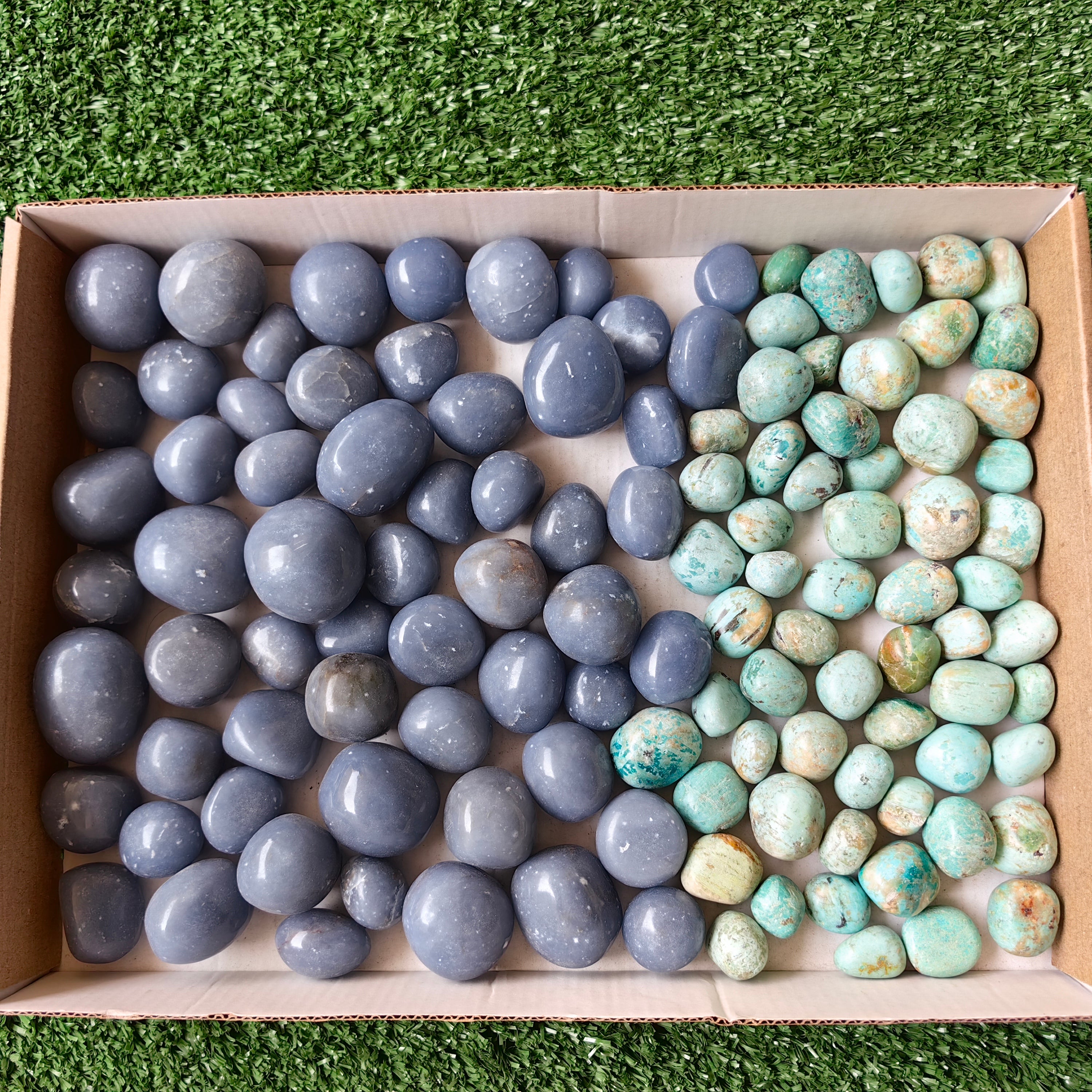 2 kg tumbled angelite / peruvian turquoise