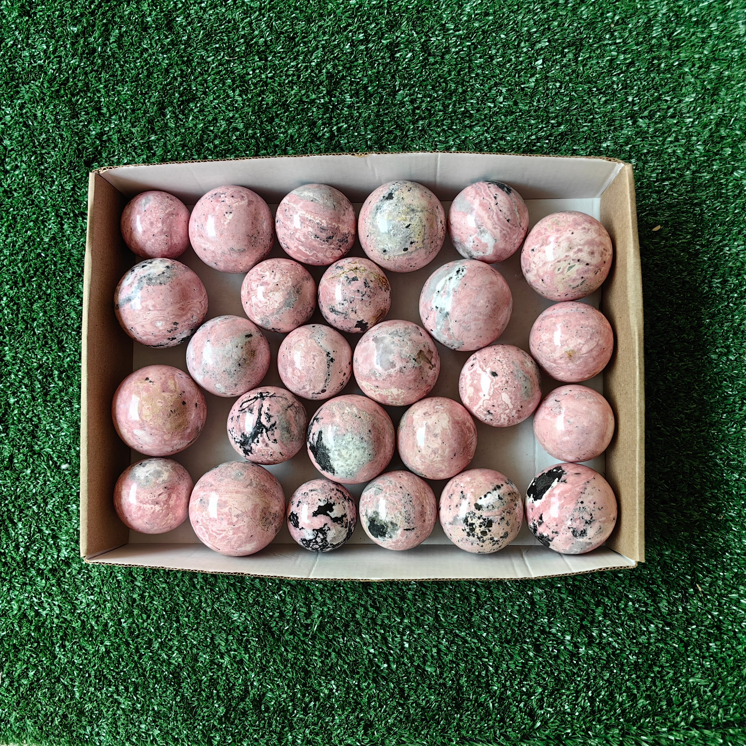 26 pcs pink rhodonite spheres