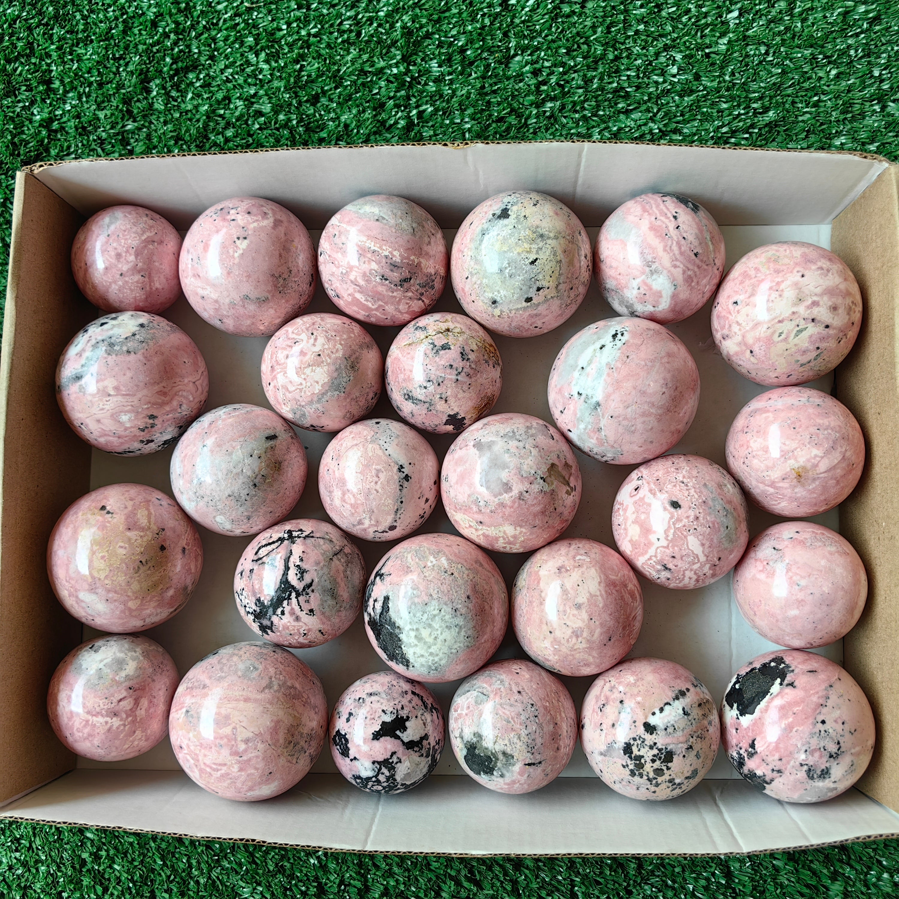 26 pcs pink rhodonite spheres