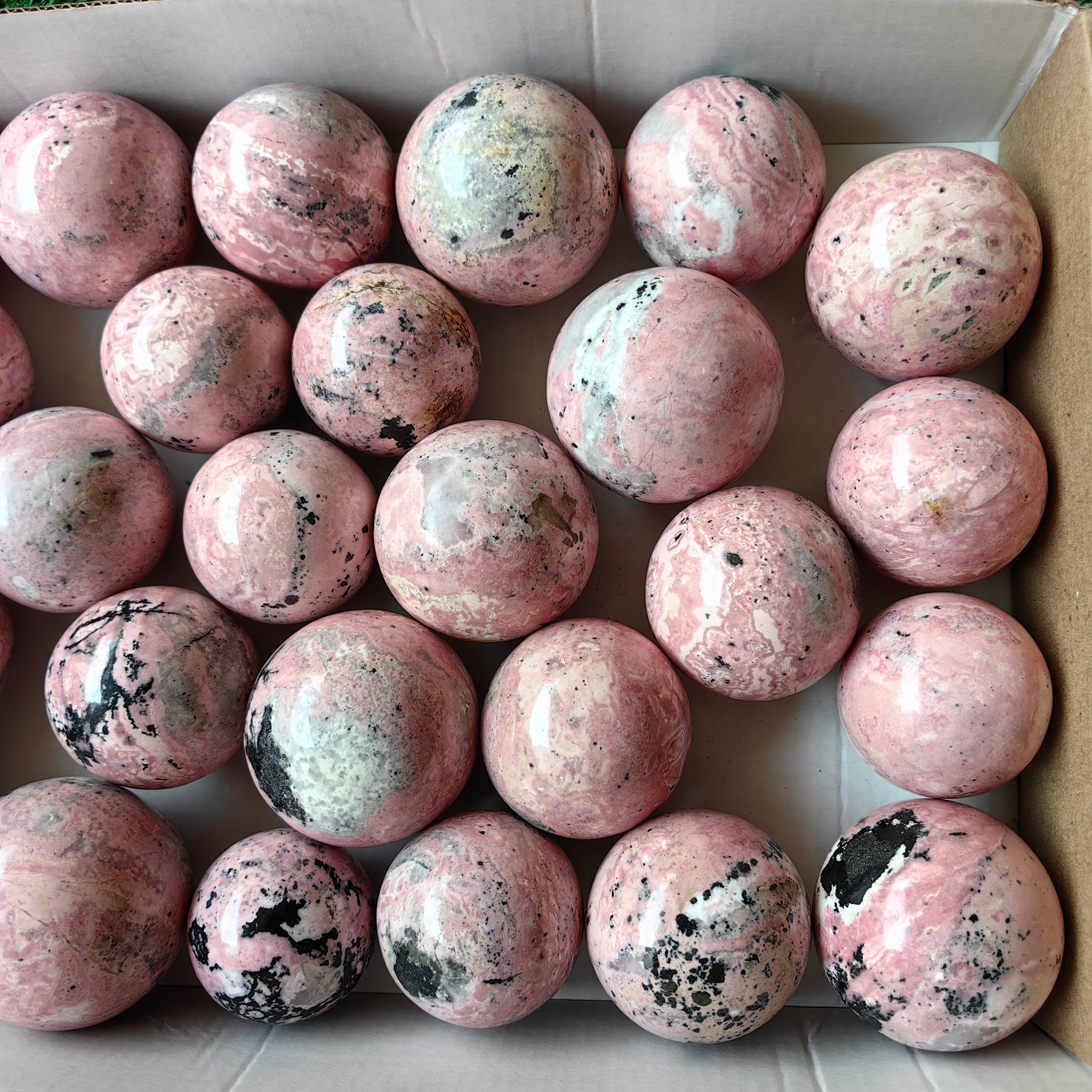 26 pcs pink rhodonite spheres