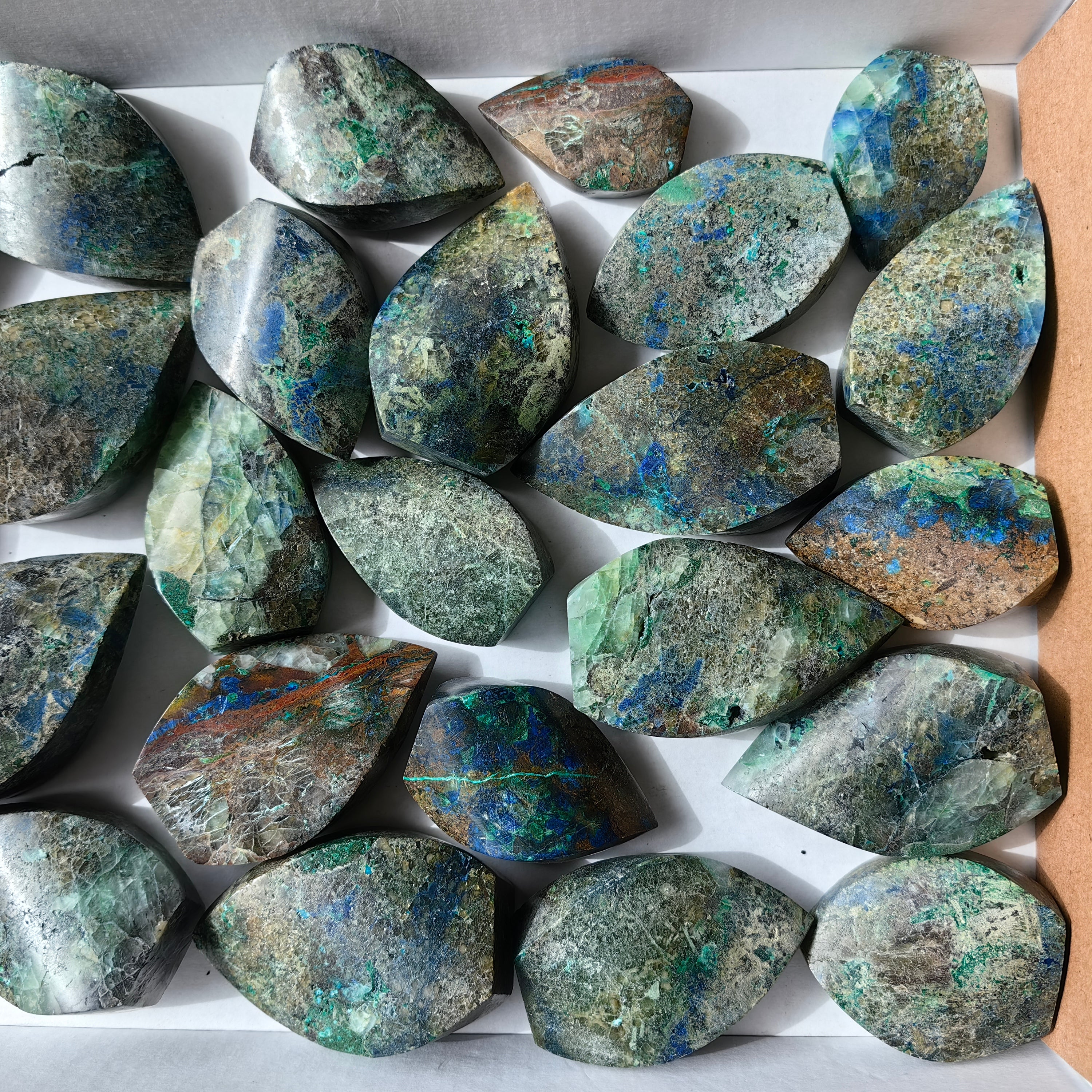Lot 25 pcs Chrysocolla with azurite Flame