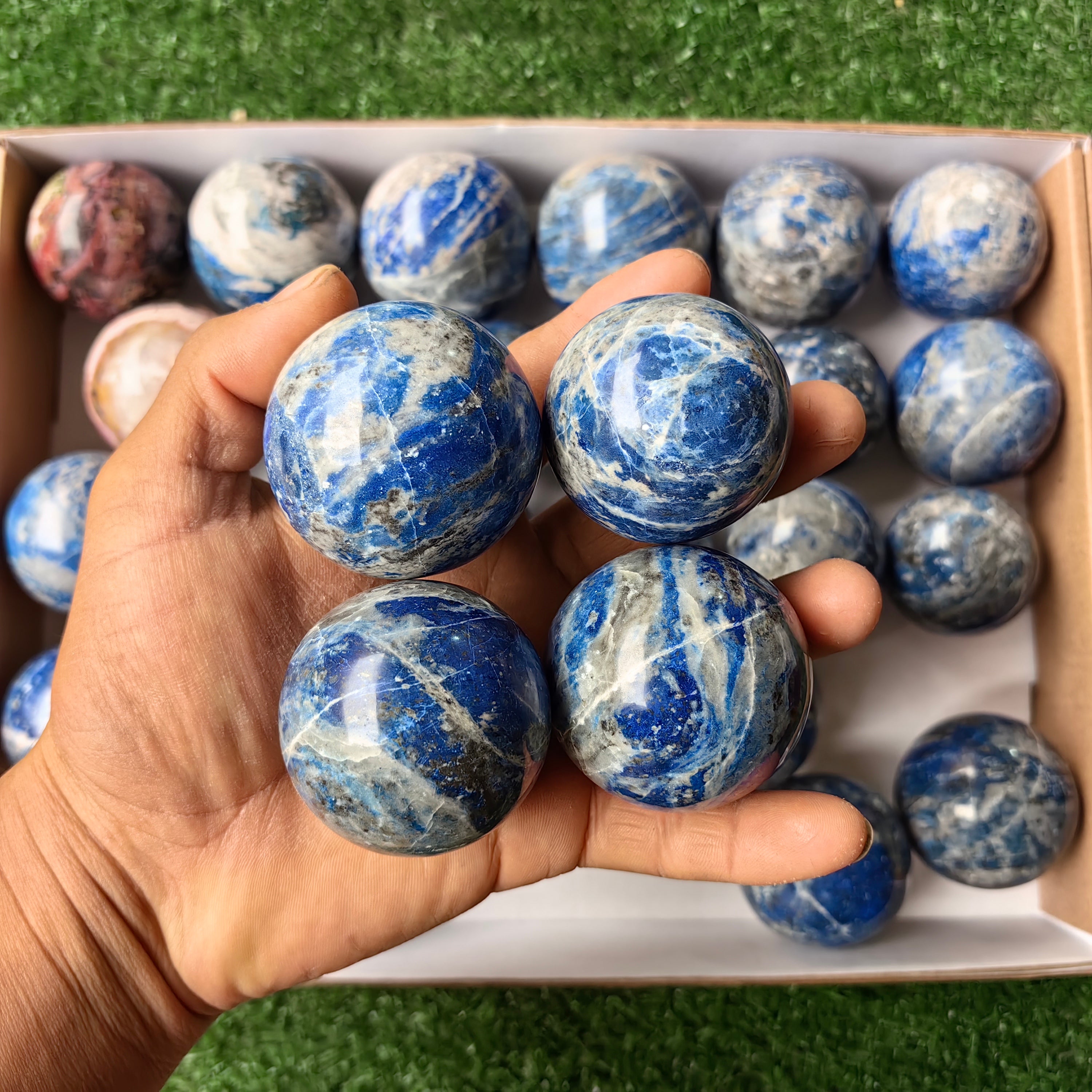 Lot 29 pcs Lapis Lazuli, Pink Opal Sphere