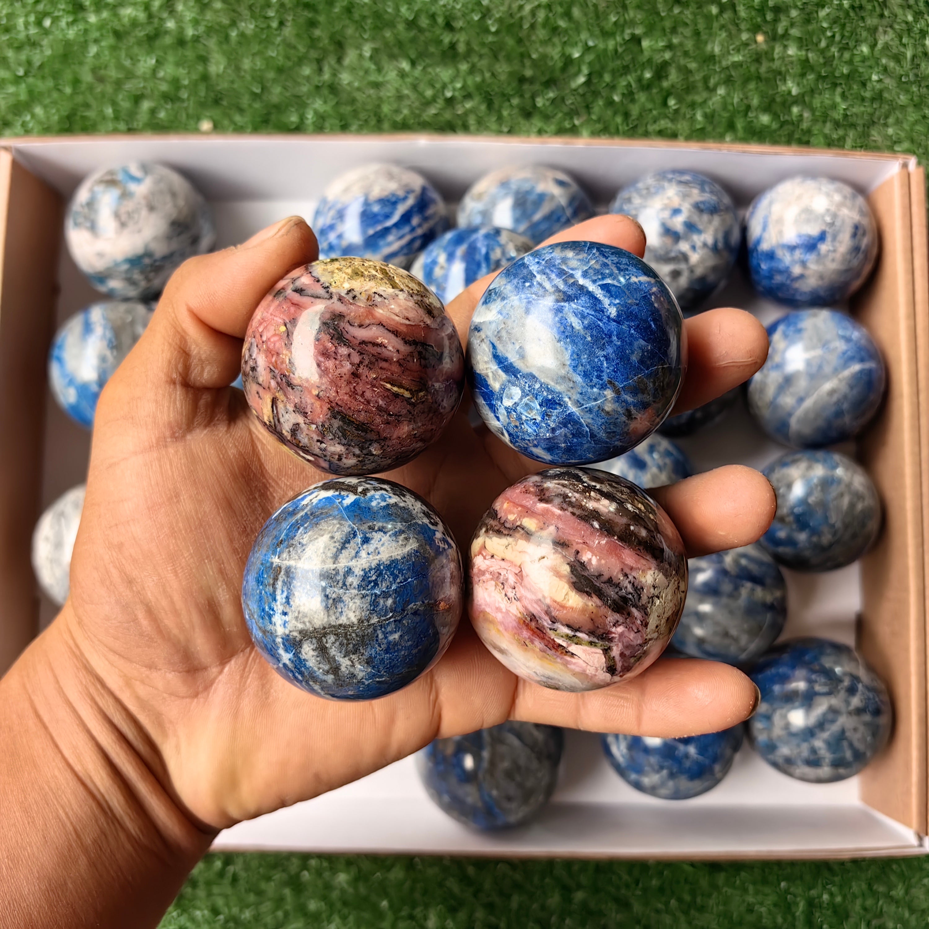 Lot 29 pcs Lapis Lazuli, Pink Opal Sphere