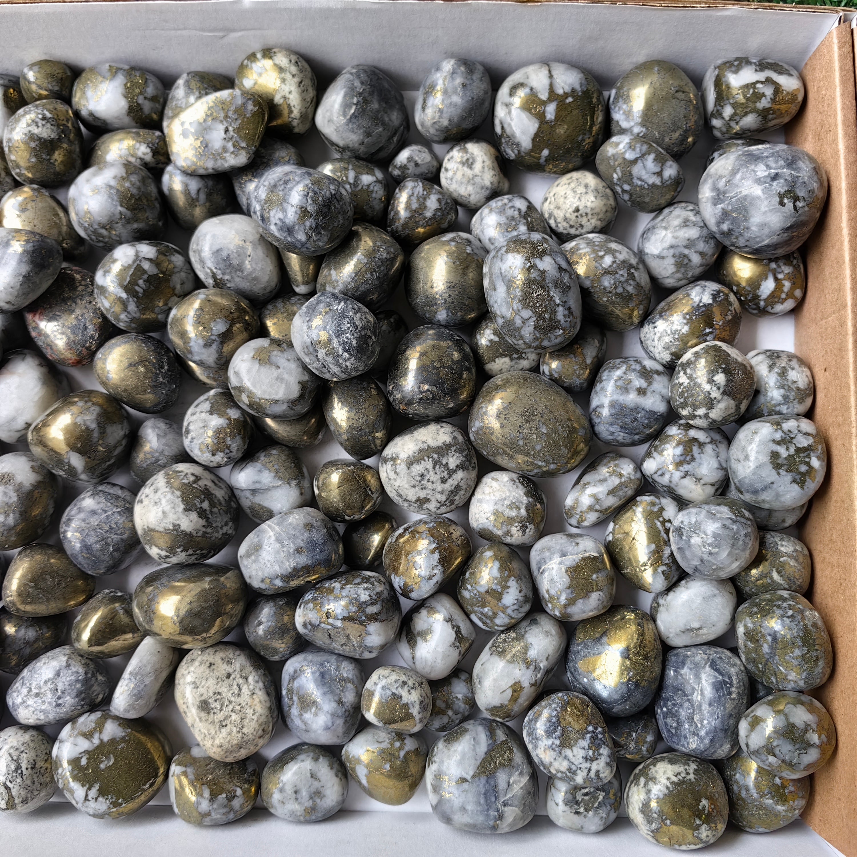 Lot 2.8 kg Chalcopyrite on Quartz Tumbled