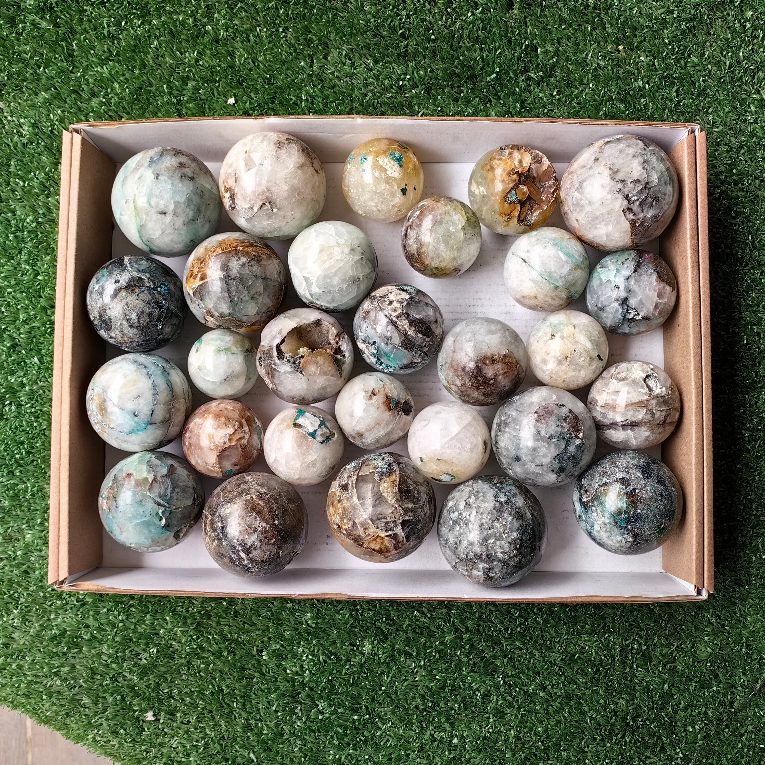 Lot 28 pcs Chrysocolla with Quartz Sphere