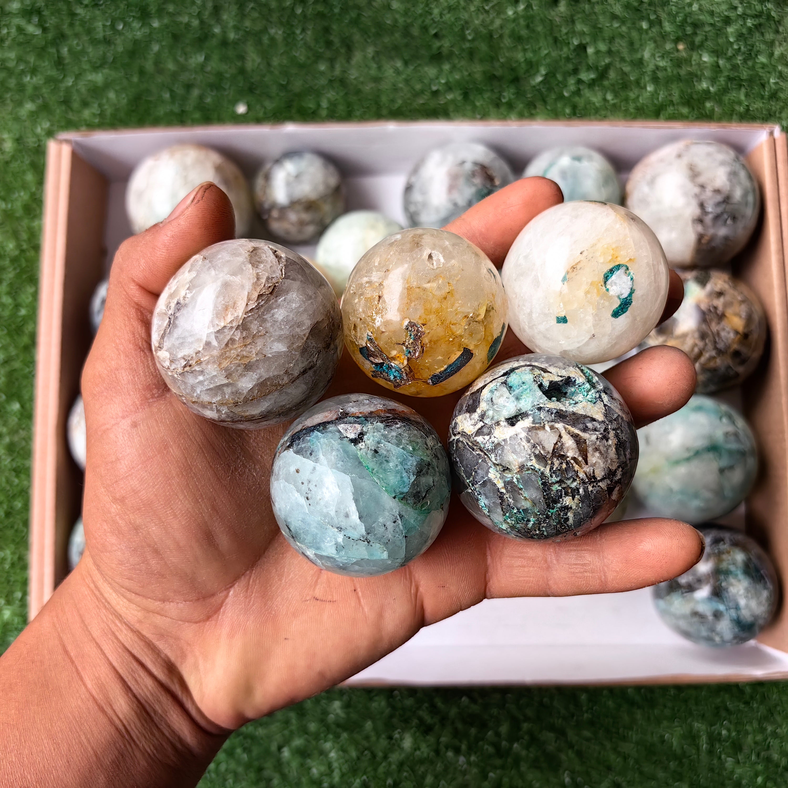 Lot 28 pcs Chrysocolla with Quartz Sphere