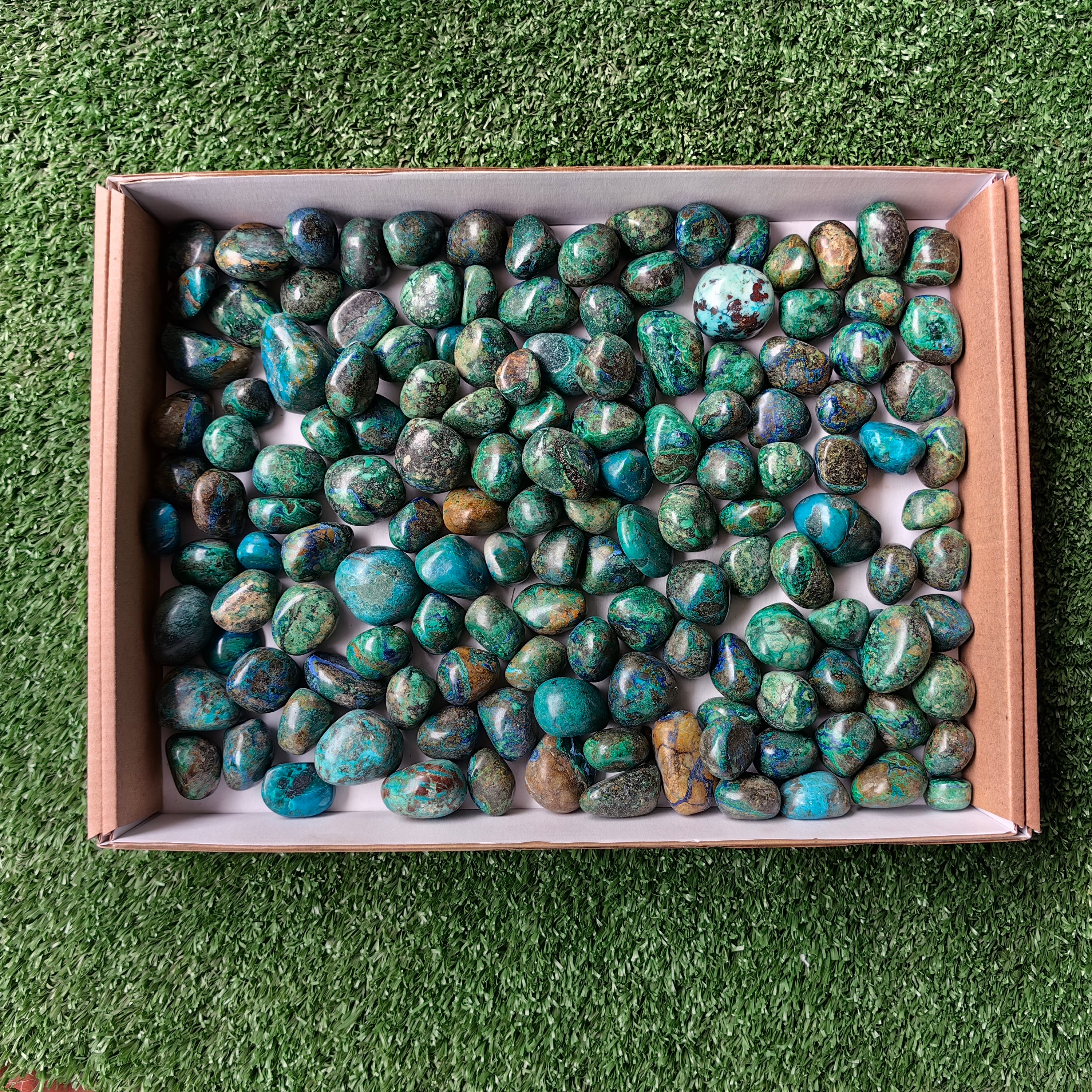 Lot 2 kg Malachite on Azurite Tumbled