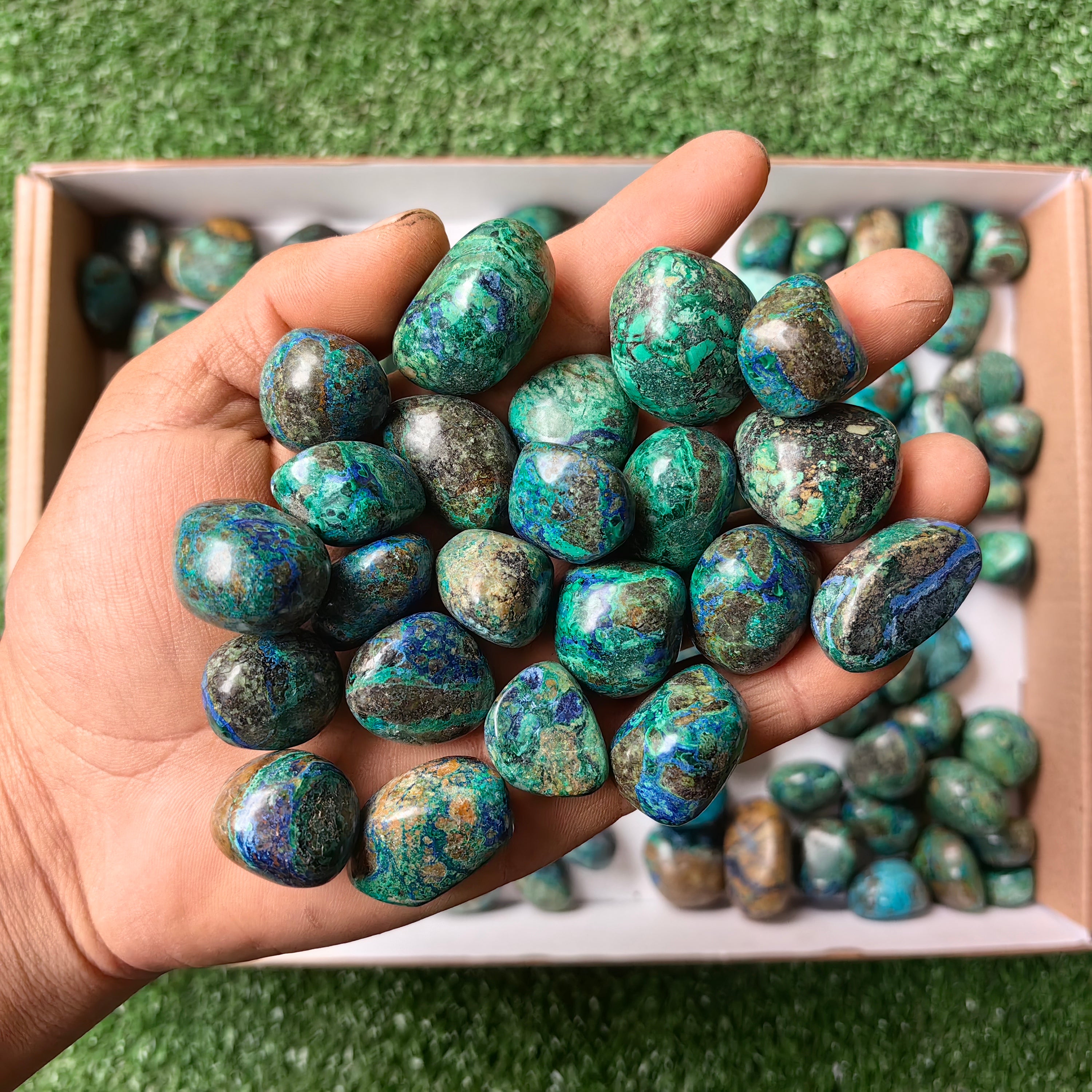 Lot 2 kg Malachite on Azurite Tumbled