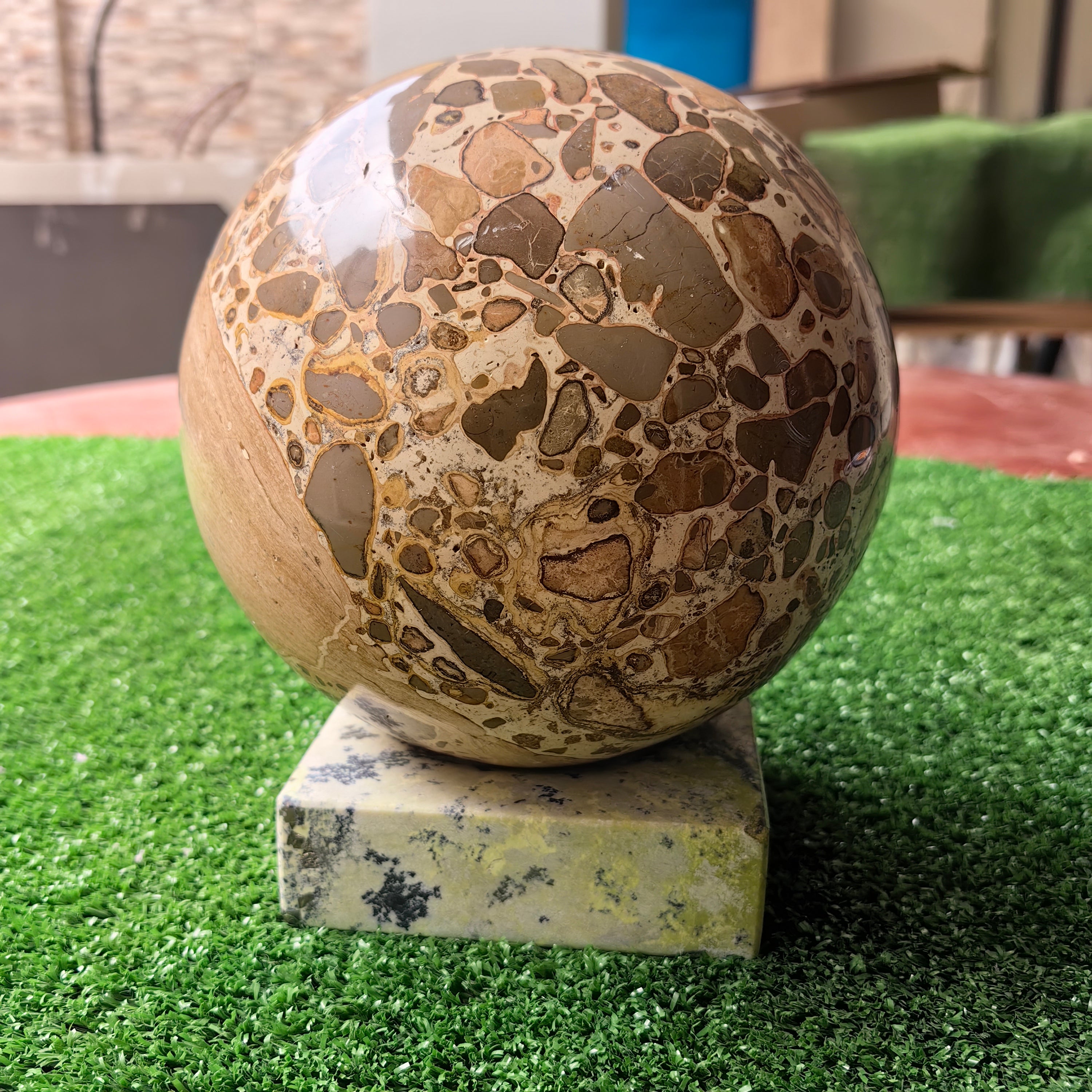 1 pc Jaspe Leopardite Sphere with Base