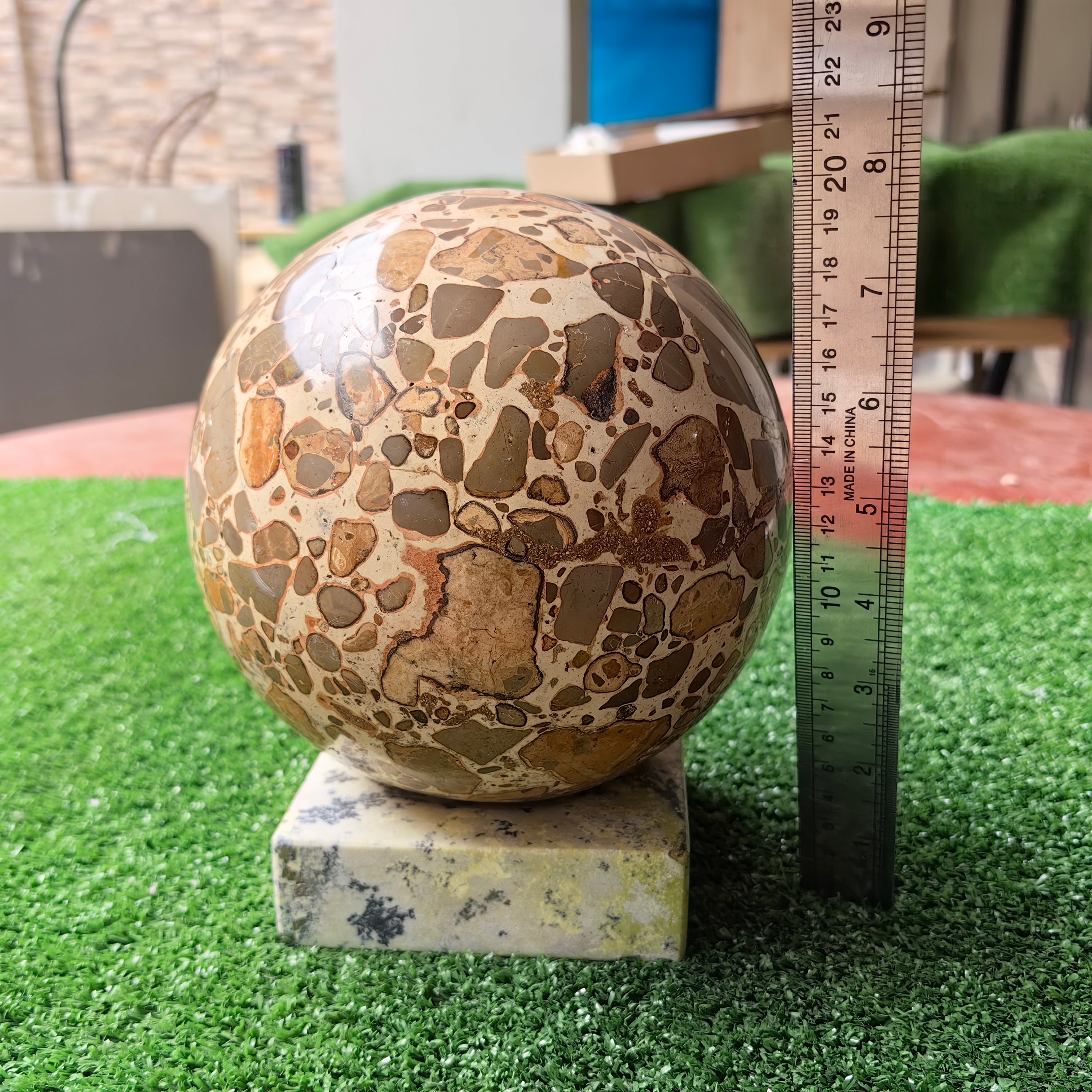 1 pc Jaspe Leopardite Sphere with Base