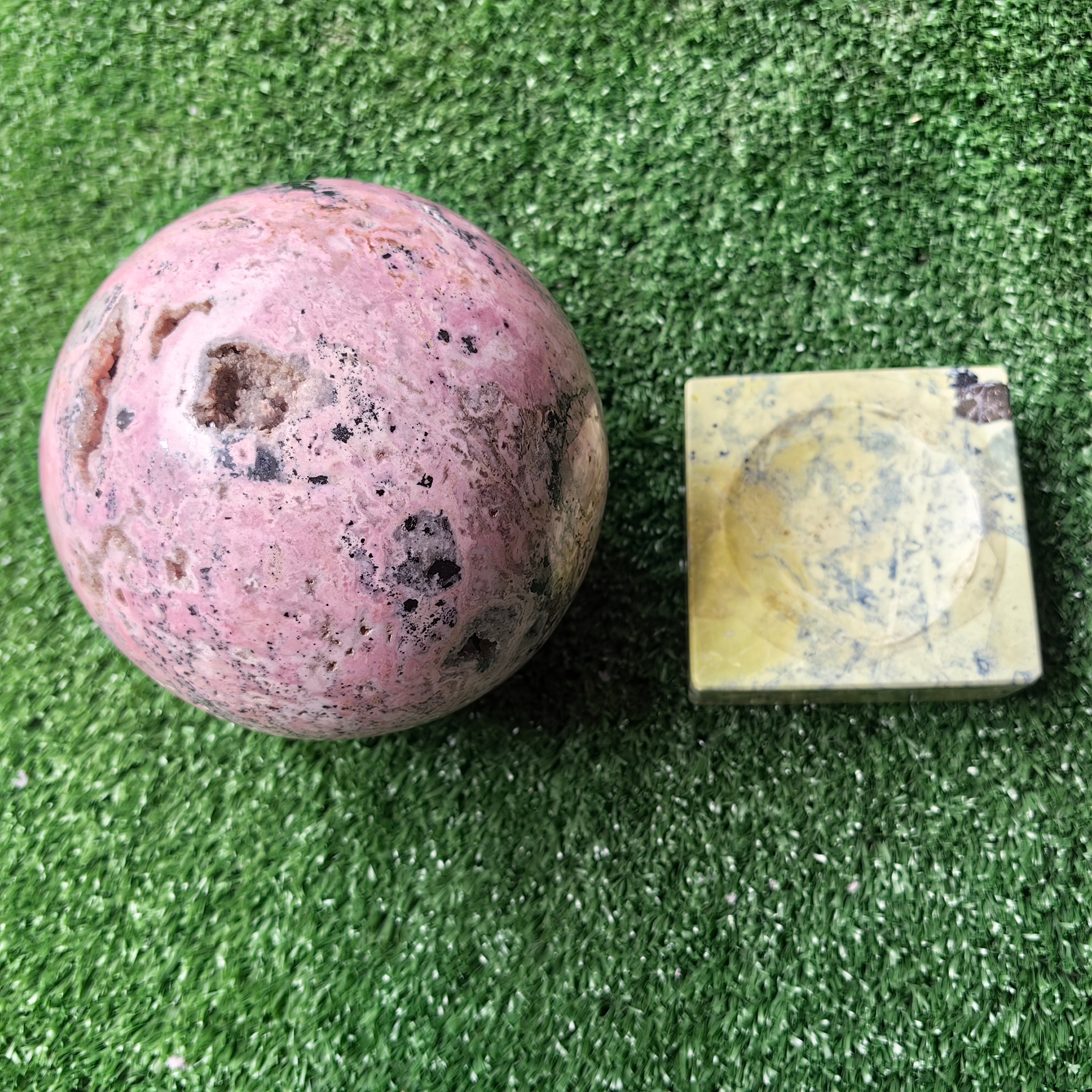 1 pc Rhodonite Sphere with Base