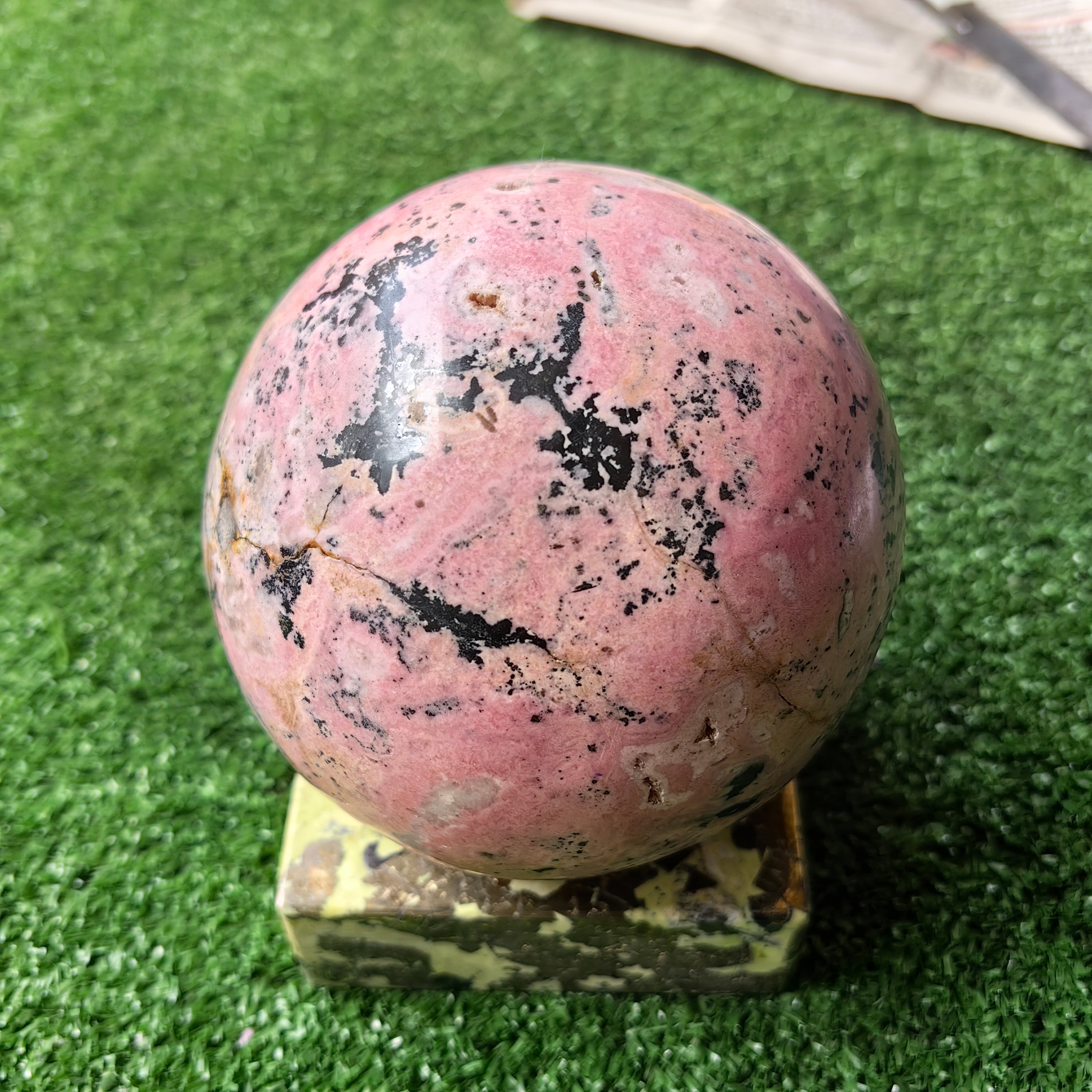 1 pc Rhodonite Sphere with Base