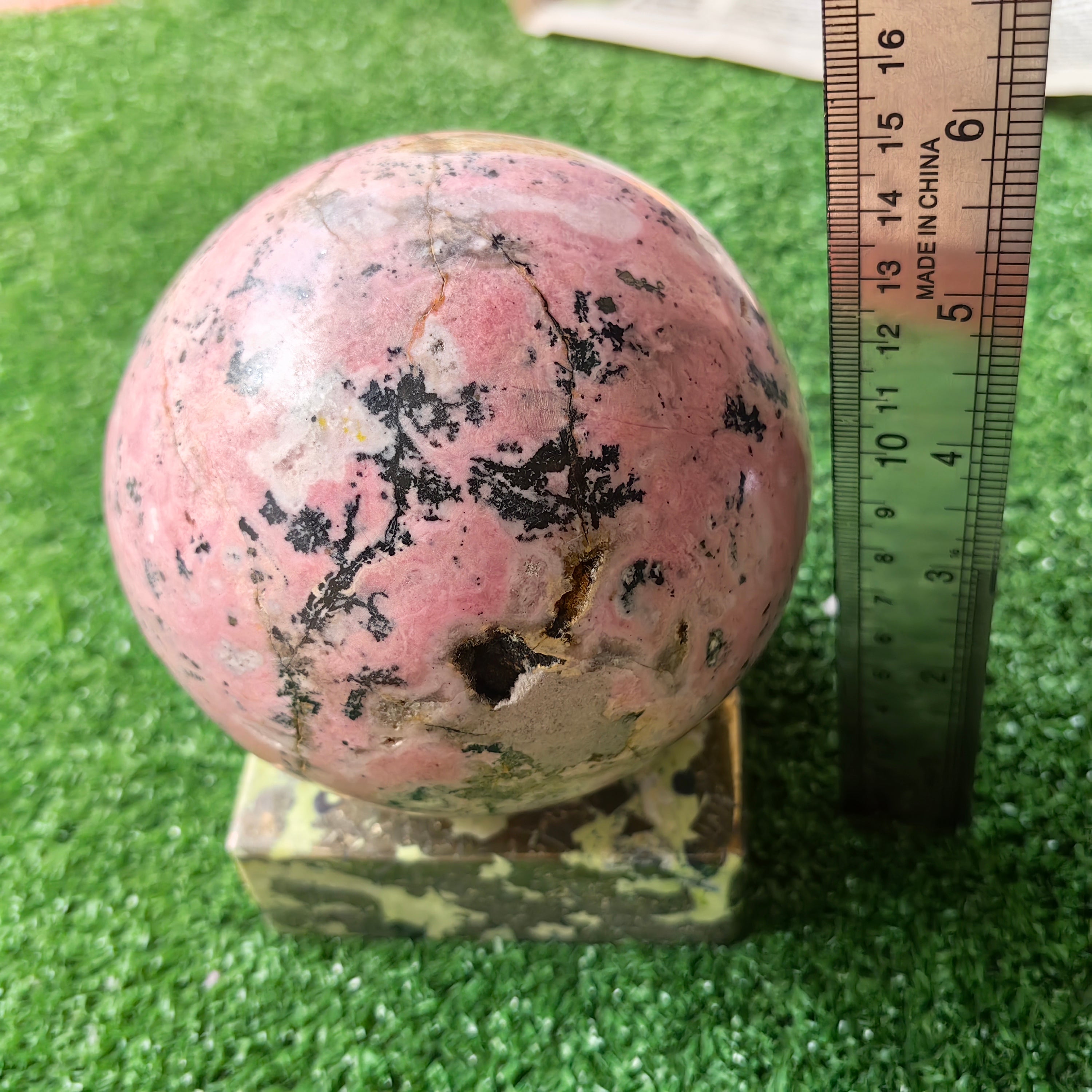 1 pc Rhodonite Sphere with Base