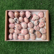 Lot 30 pcs Rhodonite palm, heart and eggs
