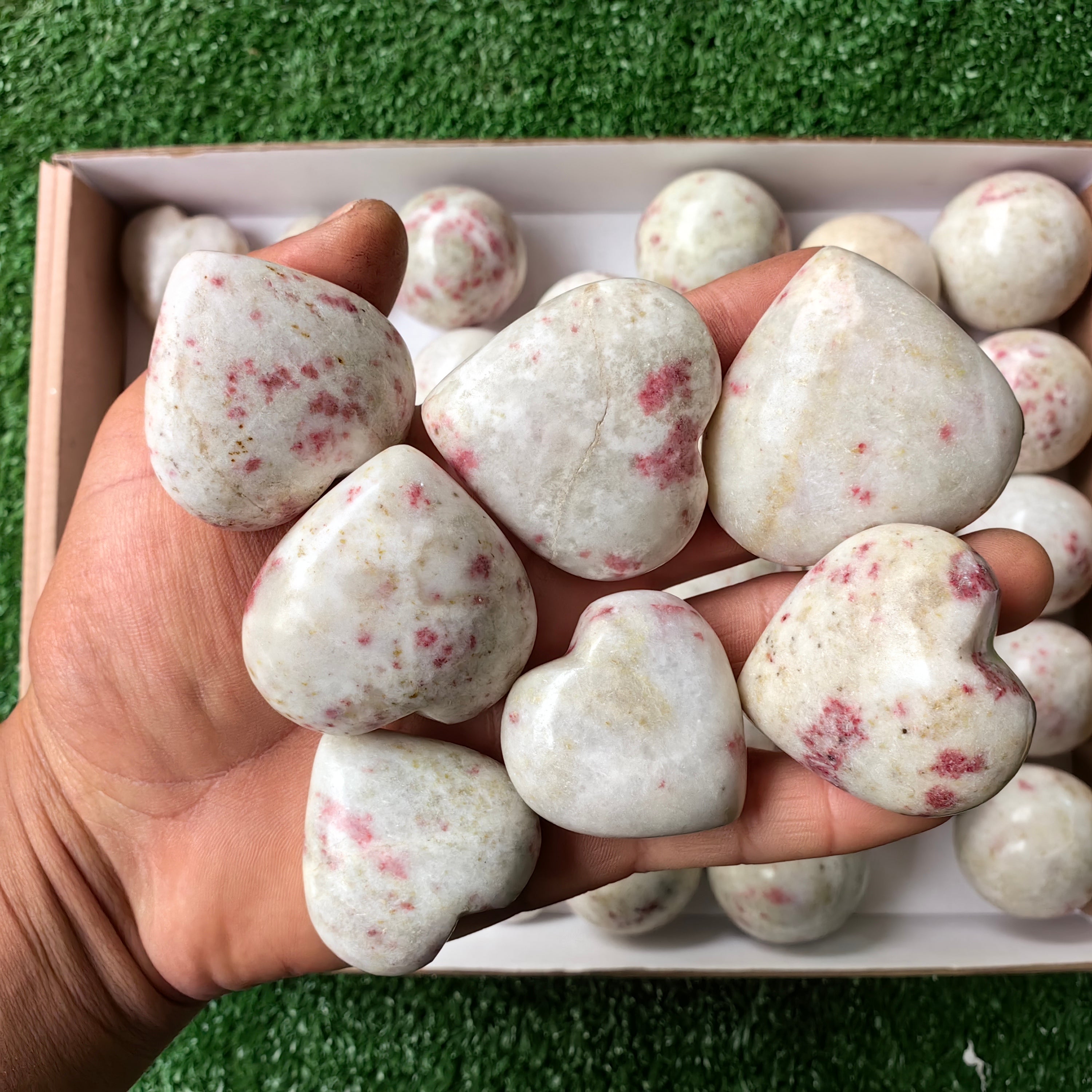 Lot 36 pcs Cinabrite Heart and Sphere
