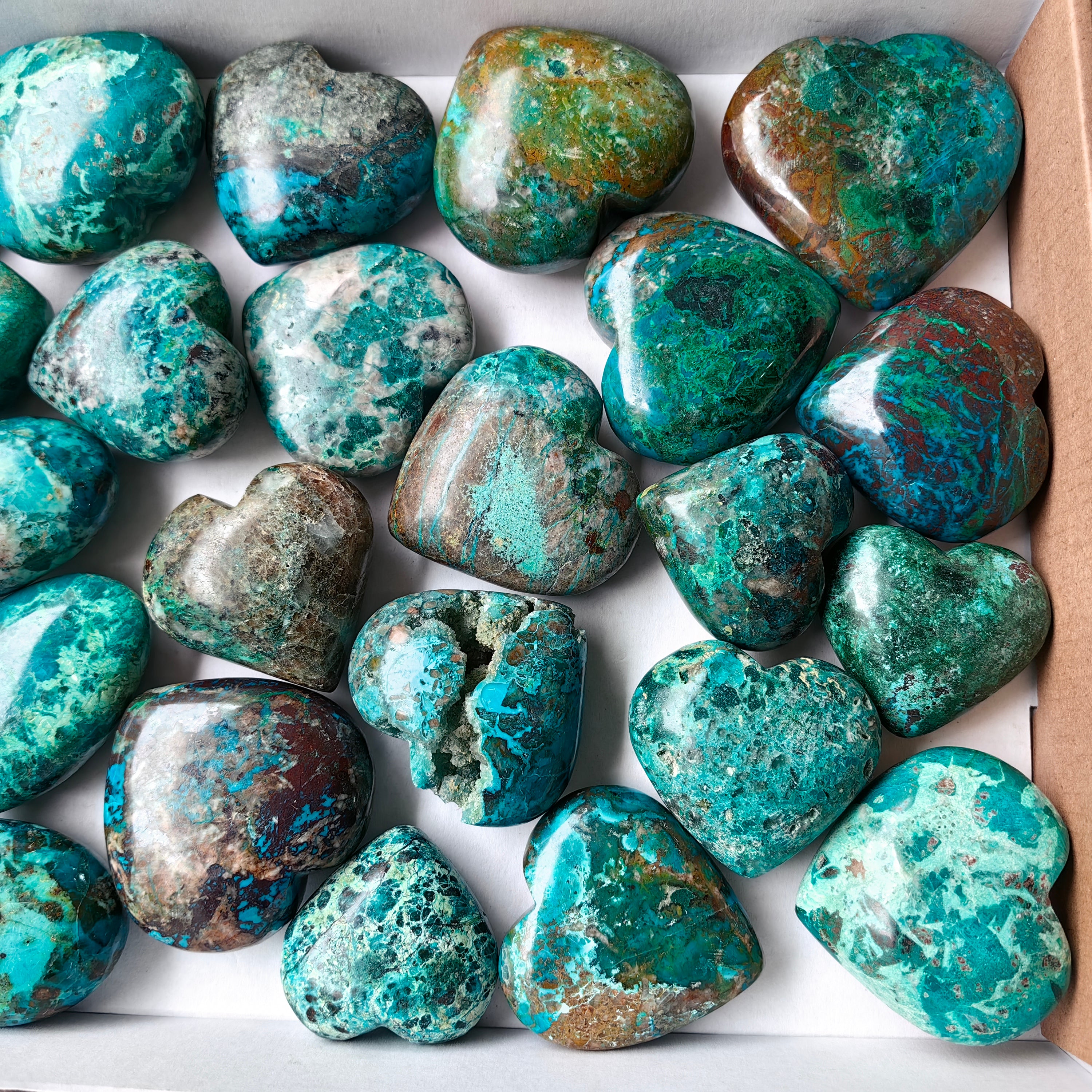 Lot 26 pcs Chrysocolla Palm and Heart