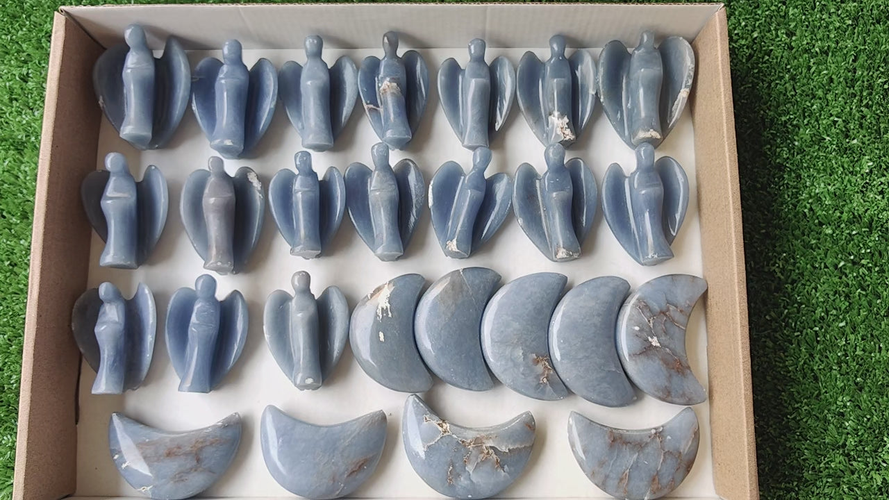 Load video: 26 pcs angels & moons angelite