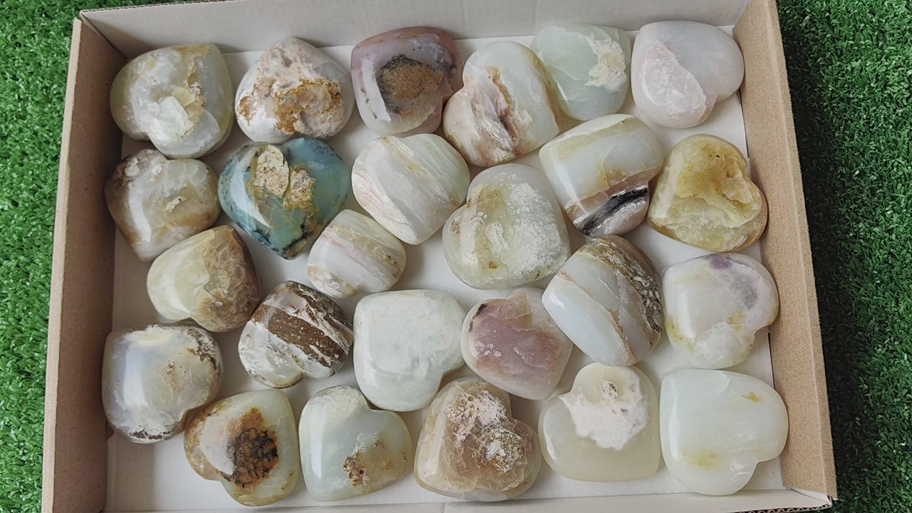 Load video: 25 pc blue opal hearts