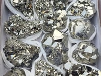 Load video: Box 14 pcs Pyrite Octahedral with Galena