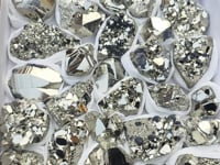 Load video: Box 34 pcs Pyrite Octahedral with Galena