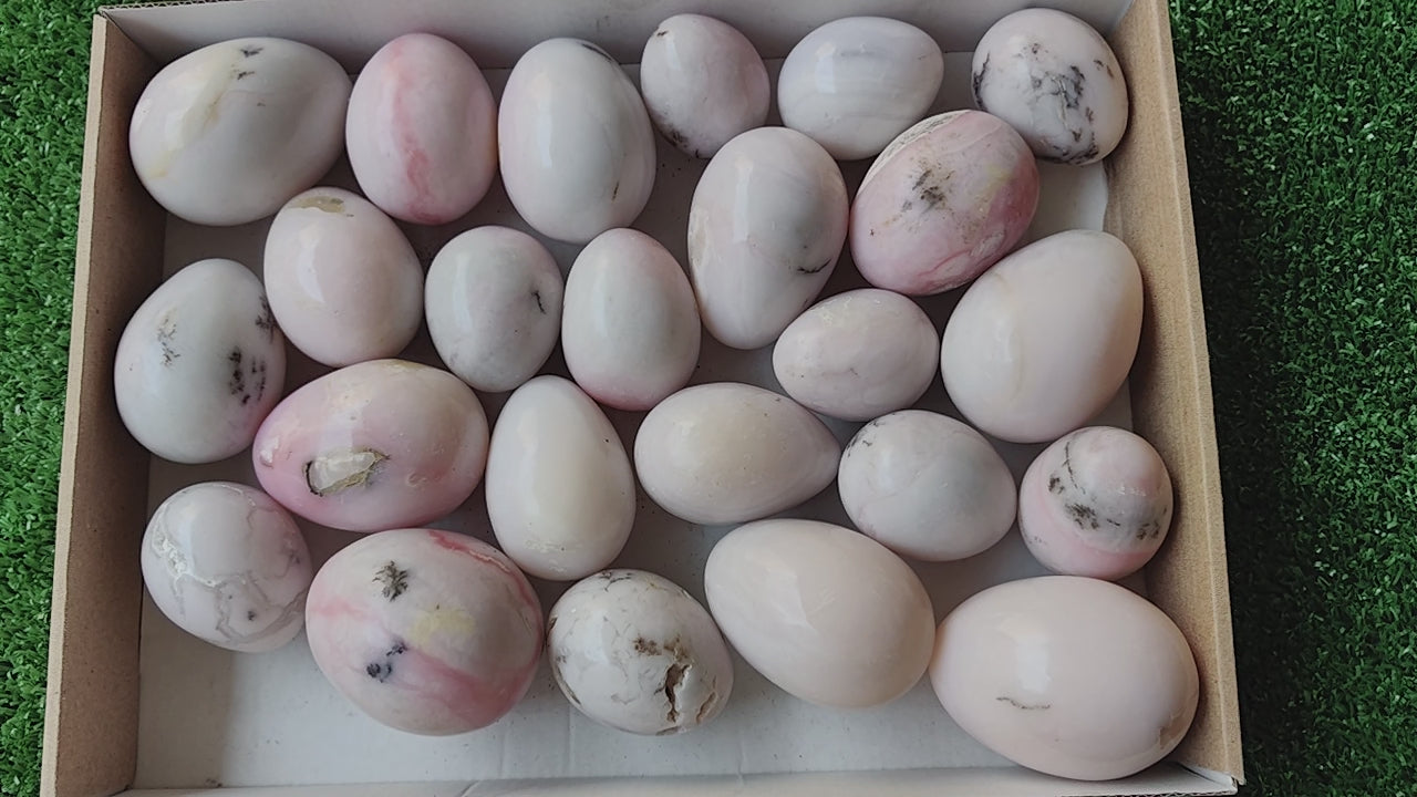 Load video: 24 pcs pink opal eggs