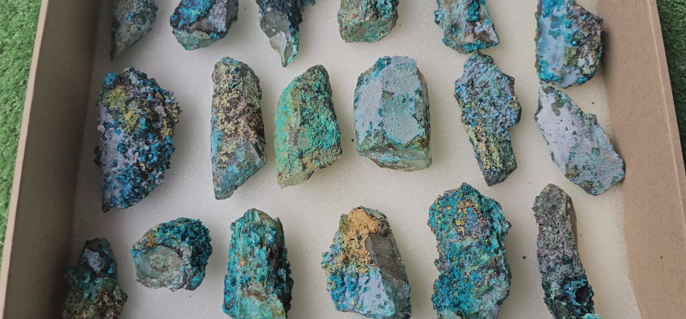 Load video: Lot 18 Chrysocolla on Quartz