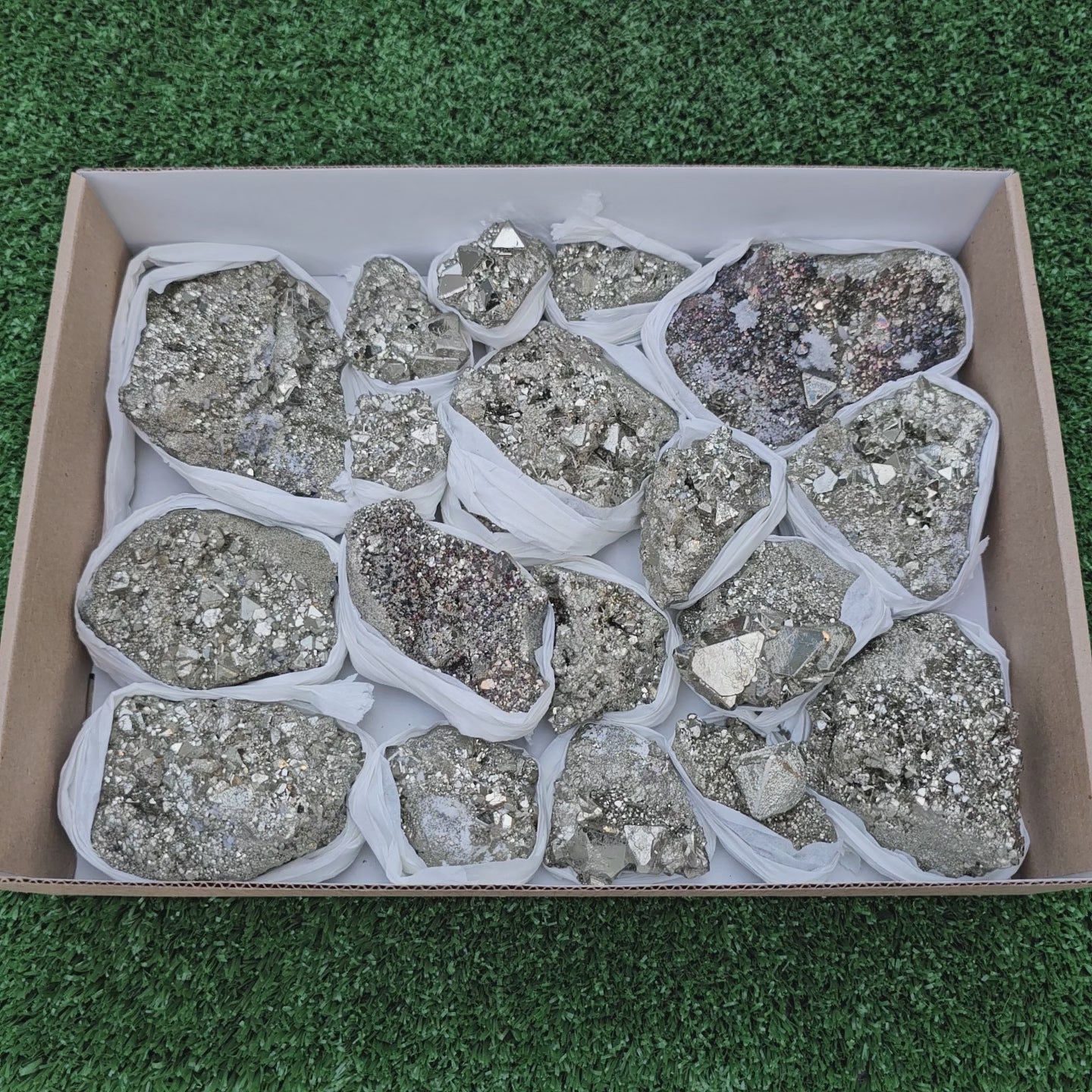 Load video: 18  pc pyrite octahedral