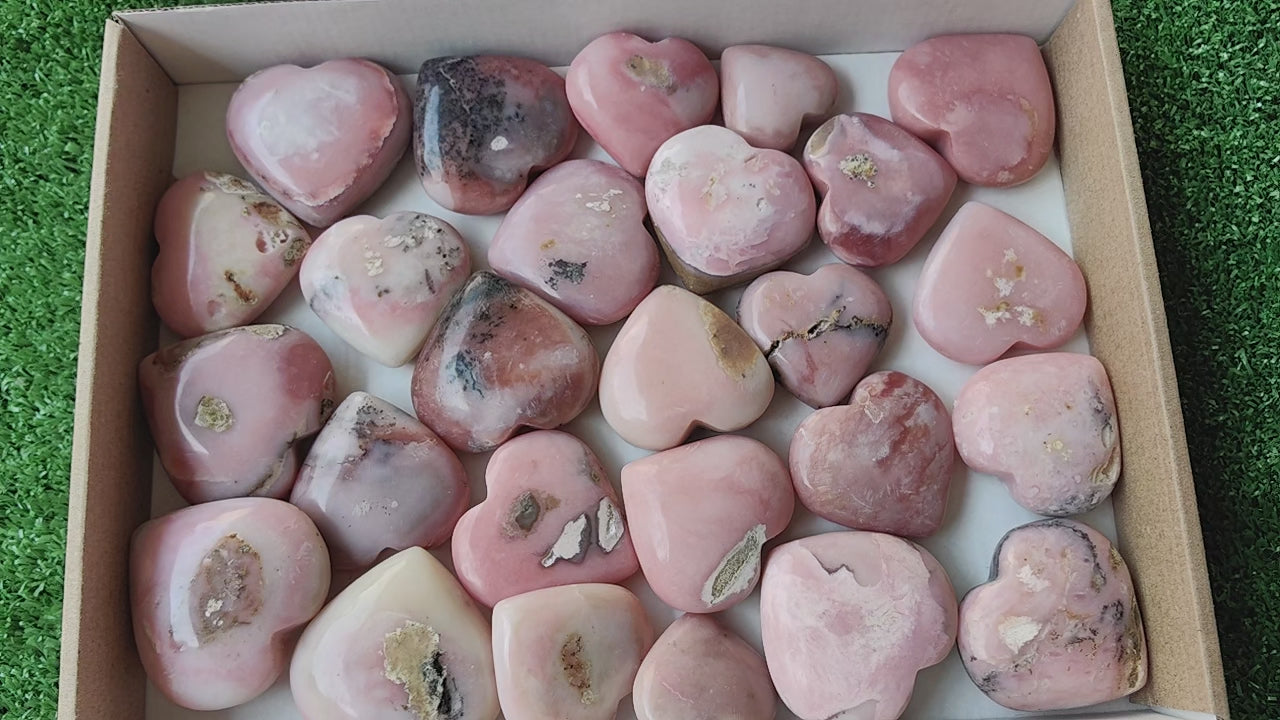 Load video: 26 pc pink opal hearts
