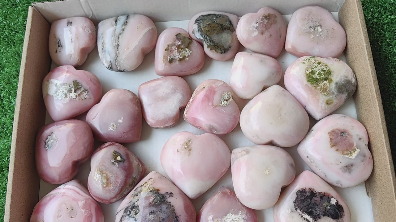 Load video: 22 pc pink opal hearts
