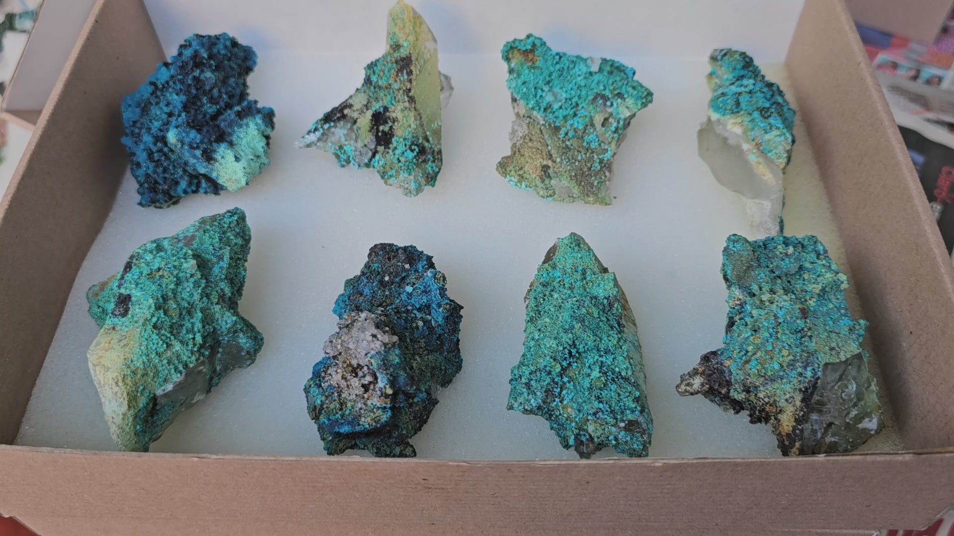 Load video: Lot 8 Chrysocolla Quartz Rough