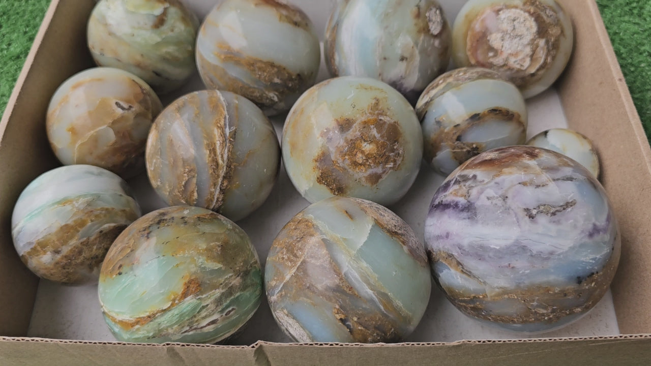 Load video: Lot 13 Andean Opal Blue Sphere