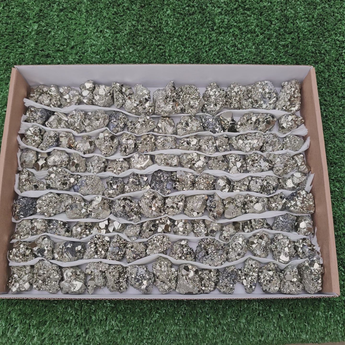 Load video: 120 pc pyrite octahedral