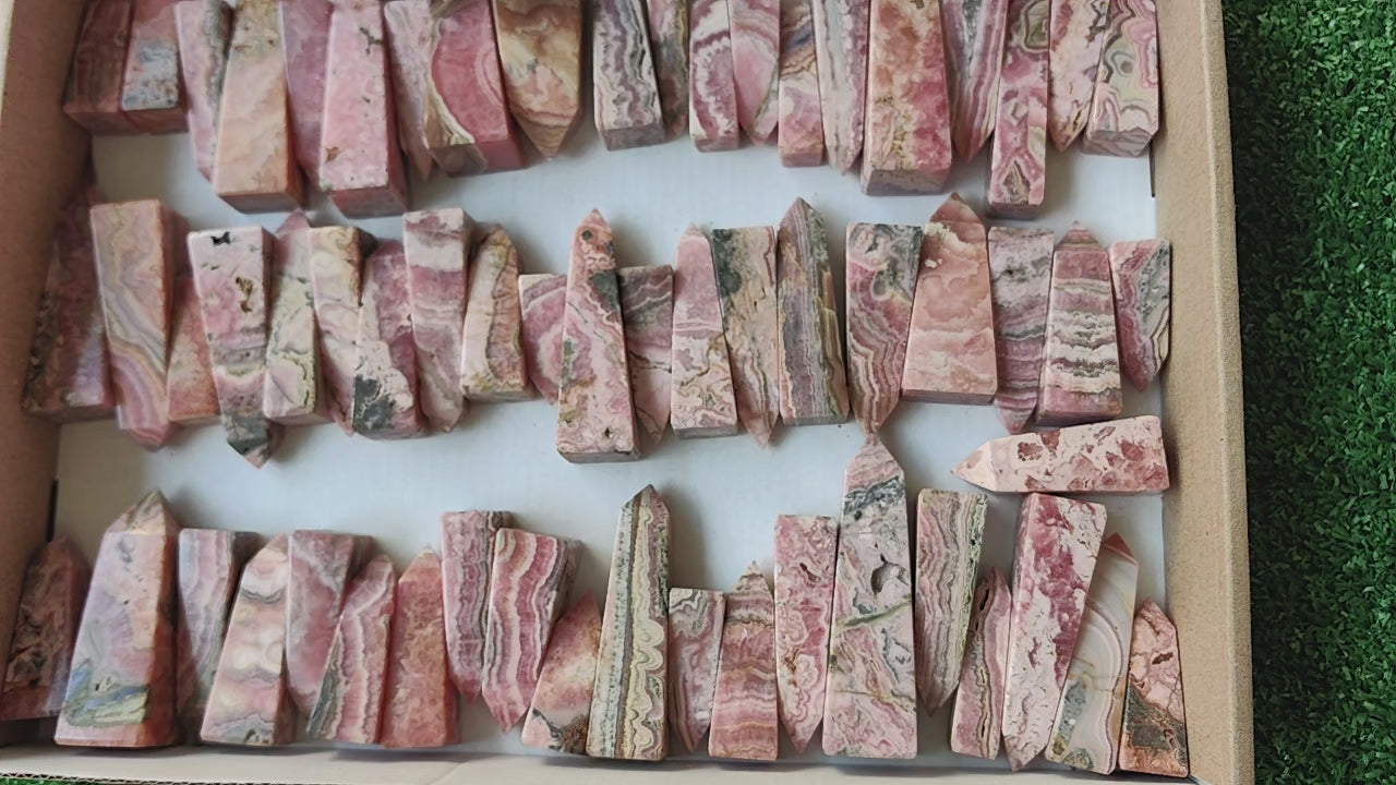 Load video: Lot 61 pcs Rhodochrosite Tower