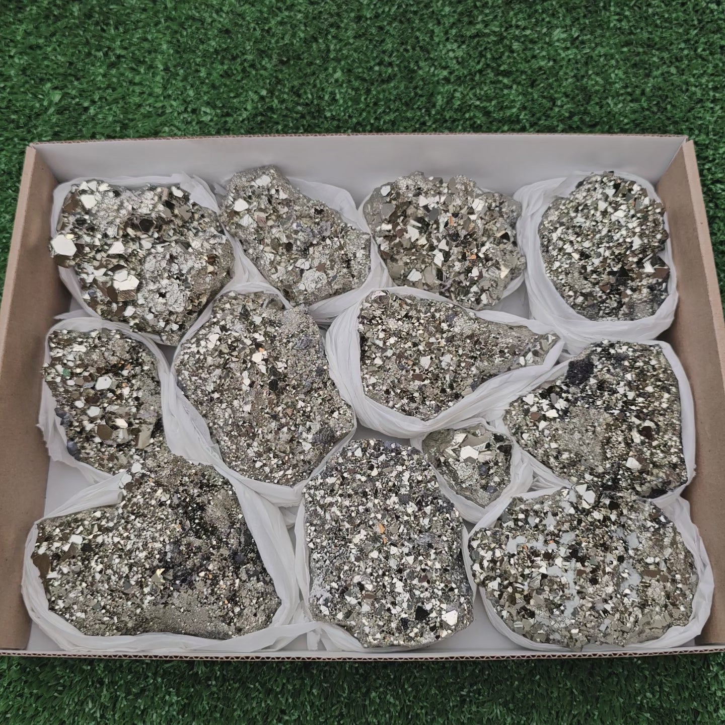 Load video: 12 pc pyrite octahedral